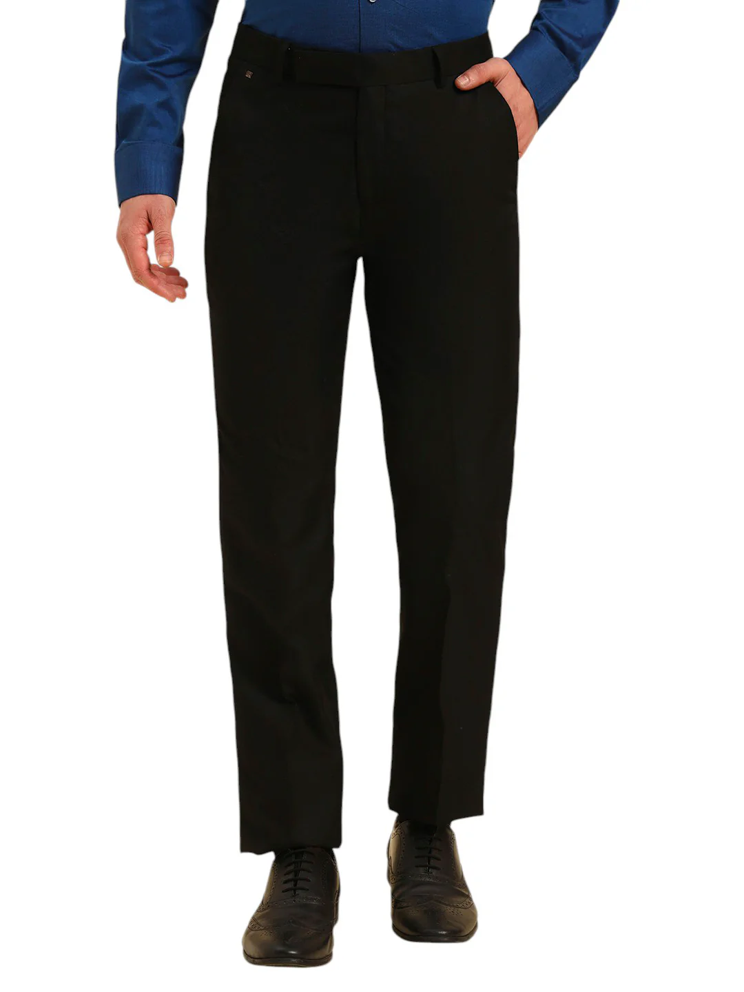 Formal Trouser for Men | Breathable & Soft with Color Fastness Regular Fit Poly Viscose Fabric Solid Pattern Hook & Eye Closure - Image 2
