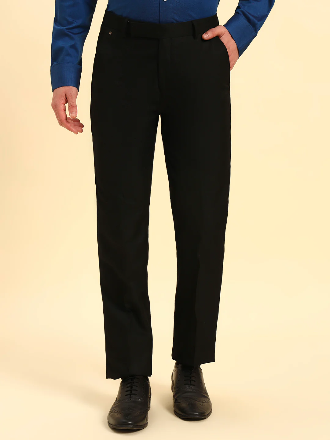 Formal Trouser for Men | Breathable & Soft with Color Fastness Regular Fit Poly Viscose Fabric Solid Pattern Hook & Eye Closure - Image 3
