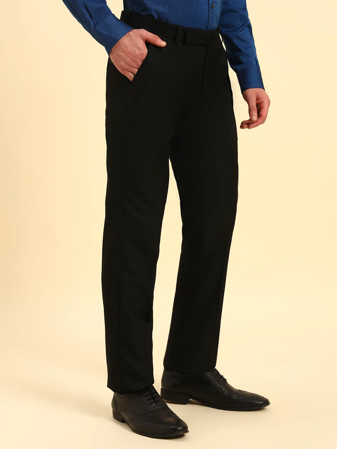 Formal Trouser for Men | Breathable & Soft with Color Fastness Regular Fit Poly Viscose Fabric Solid Pattern Hook & Eye Closure - Image 5