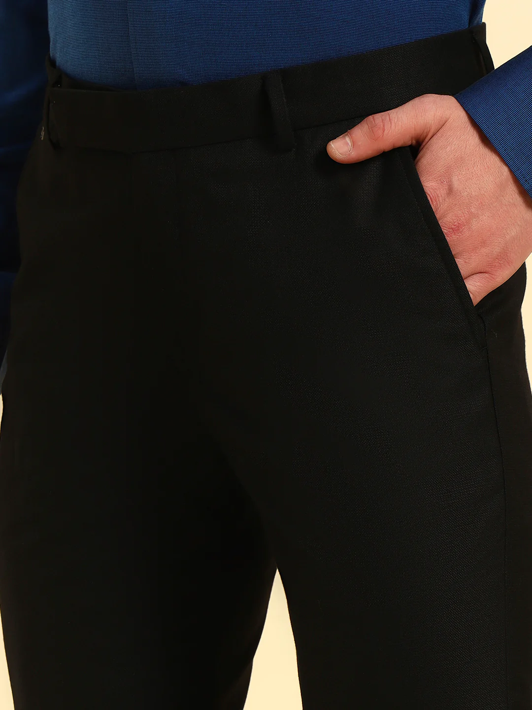 Formal Trouser for Men | Breathable & Soft with Color Fastness Regular Fit Poly Viscose Fabric Solid Pattern Hook & Eye Closure - Image 6
