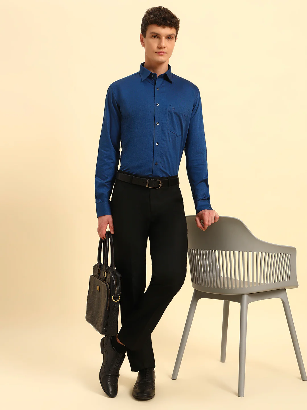 Formal Trouser for Men | Breathable & Soft with Color Fastness Regular Fit Poly Viscose Fabric Solid Pattern Hook & Eye Closure - Image 9