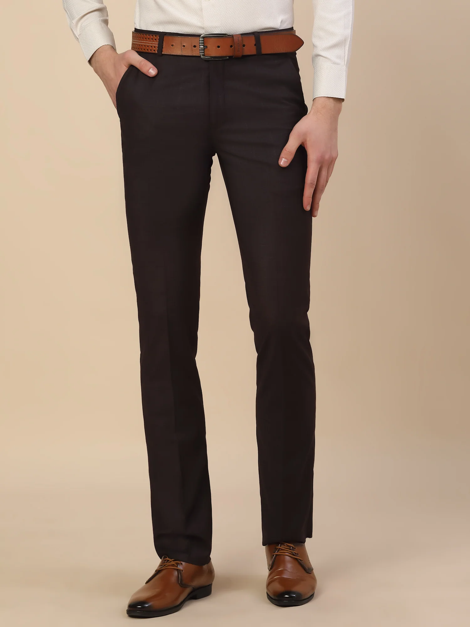 Formal Trouser for Men | Breathable & Soft with Color Fastness Regular Fit Terry Rayon Fabric Check Pattern Hook & Bar Closure - Image 2