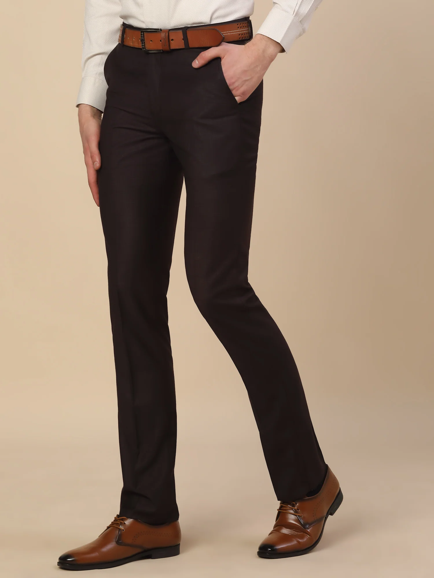 Formal Trouser for Men | Breathable & Soft with Color Fastness Regular Fit Terry Rayon Fabric Check Pattern Hook & Bar Closure - Image 3