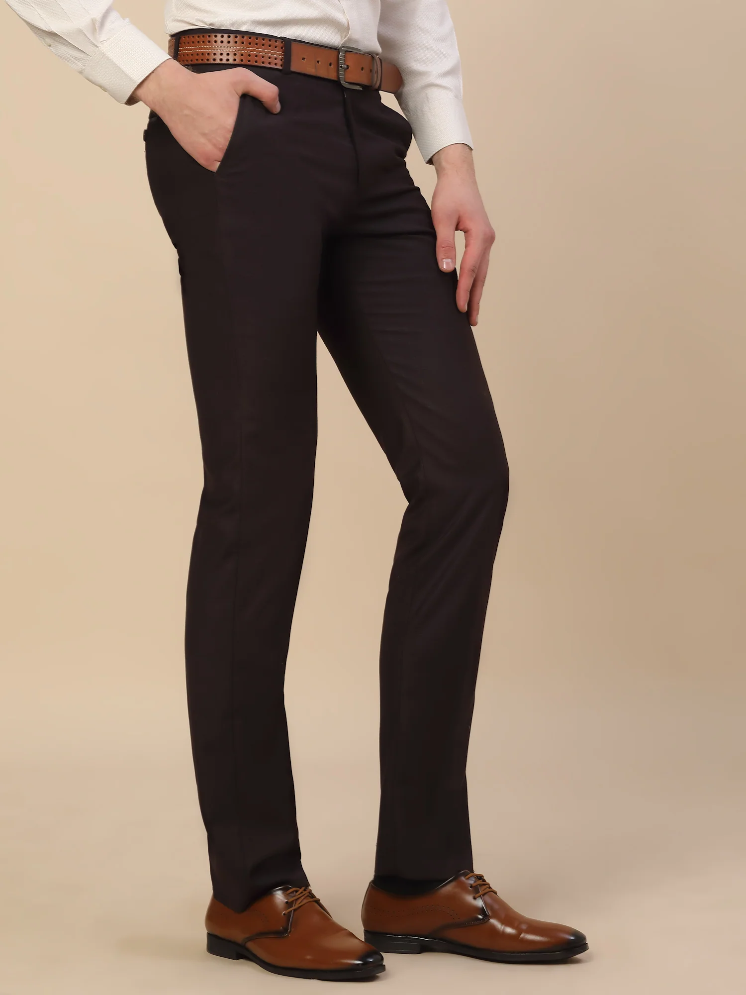 Formal Trouser for Men | Breathable & Soft with Color Fastness Regular Fit Terry Rayon Fabric Check Pattern Hook & Bar Closure - Image 4