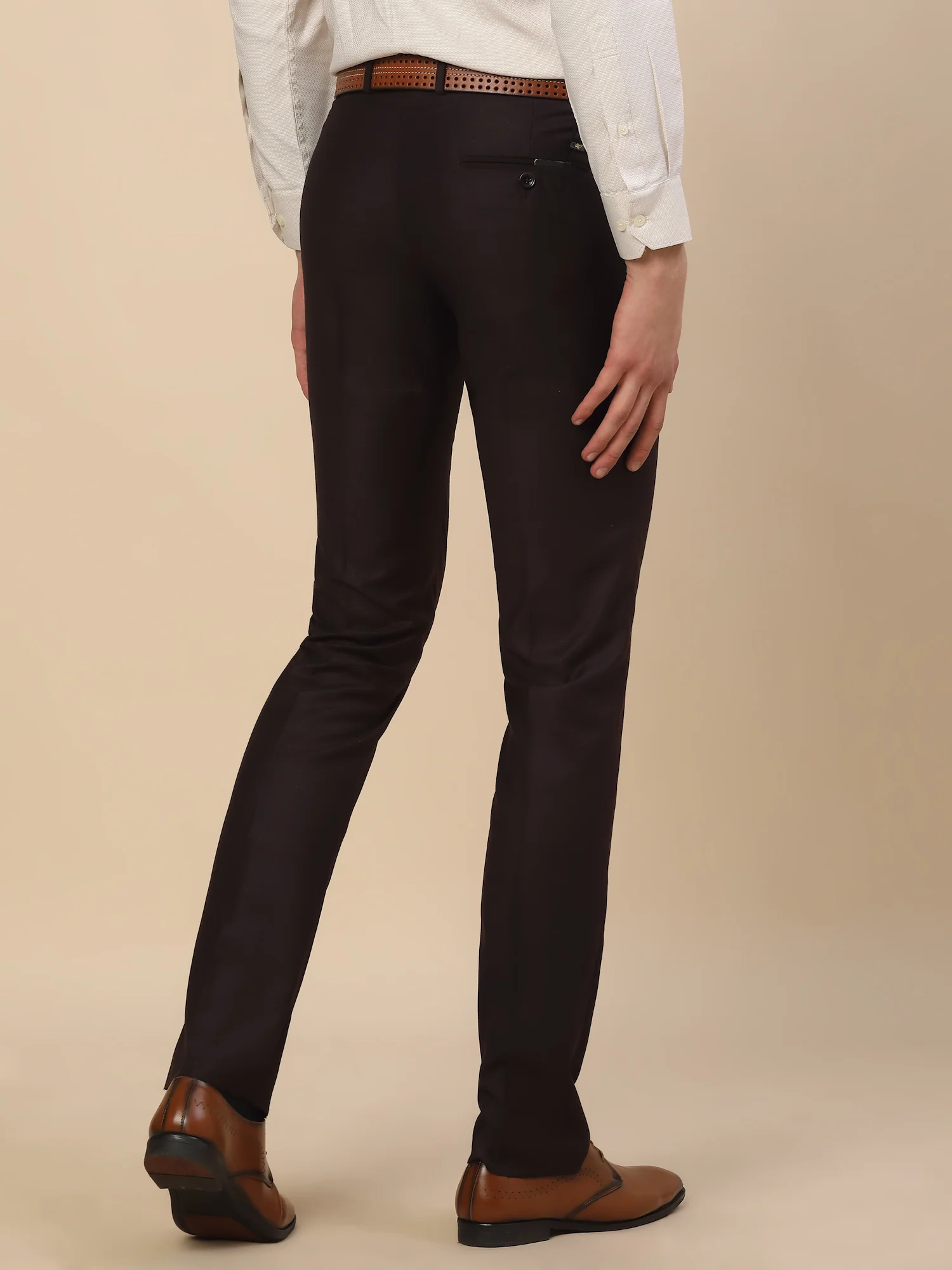 Formal Trouser for Men | Breathable & Soft with Color Fastness Regular Fit Terry Rayon Fabric Check Pattern Hook & Bar Closure - Image 5