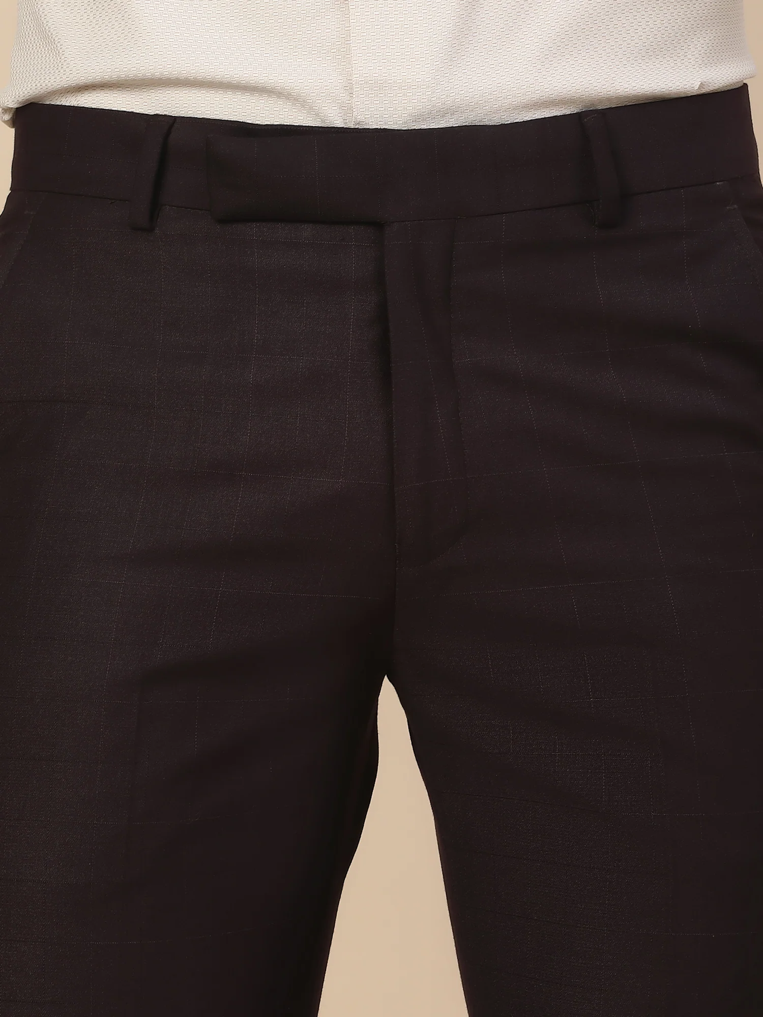 Formal Trouser for Men | Breathable & Soft with Color Fastness Regular Fit Terry Rayon Fabric Check Pattern Hook & Bar Closure - Image 7