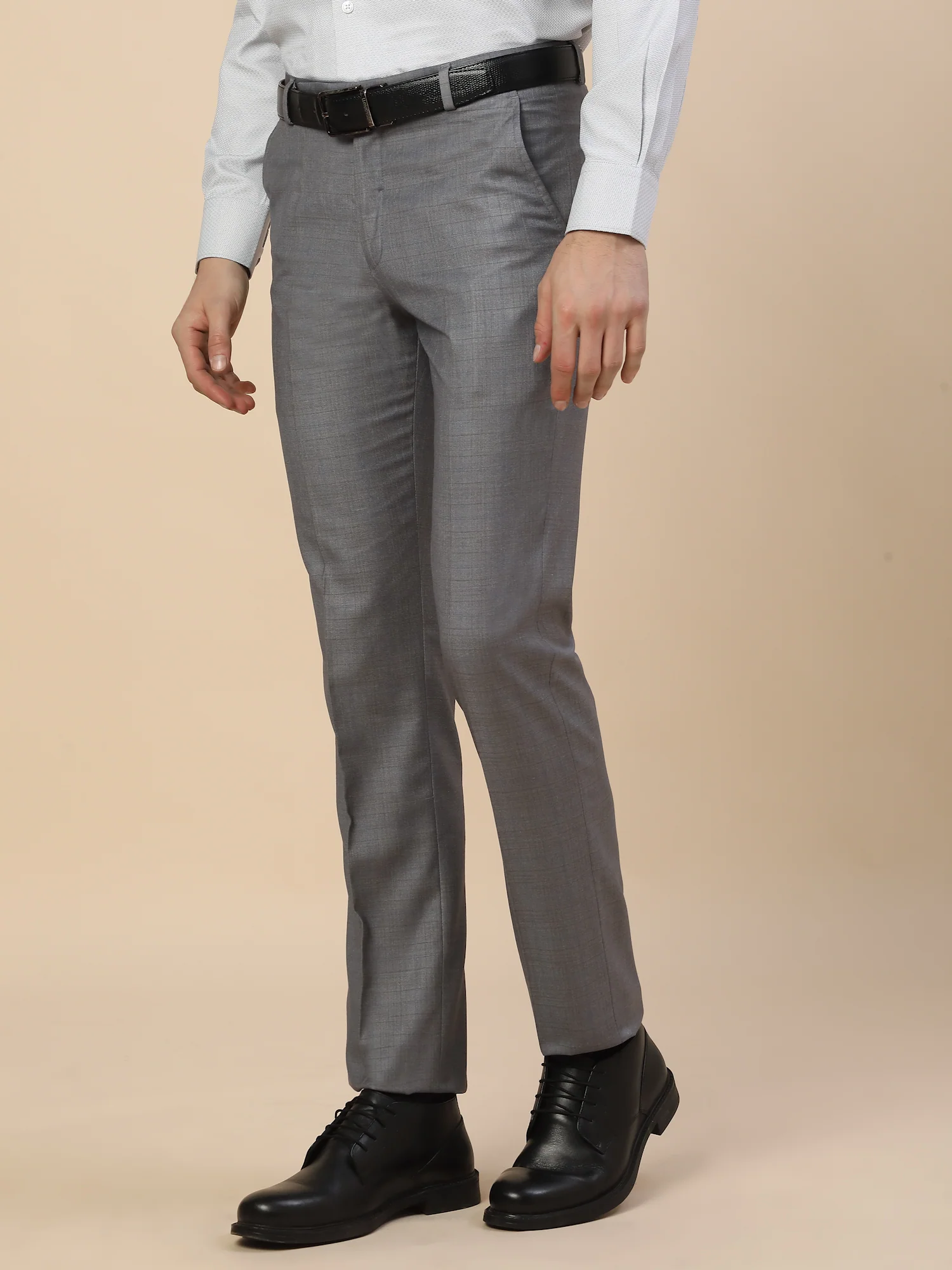 Formal Trouser for Men | Breathable & Soft with Color Fastness Regular Fit Terry Rayon Fabric Check Pattern Hook & Bar Closure - Image 3