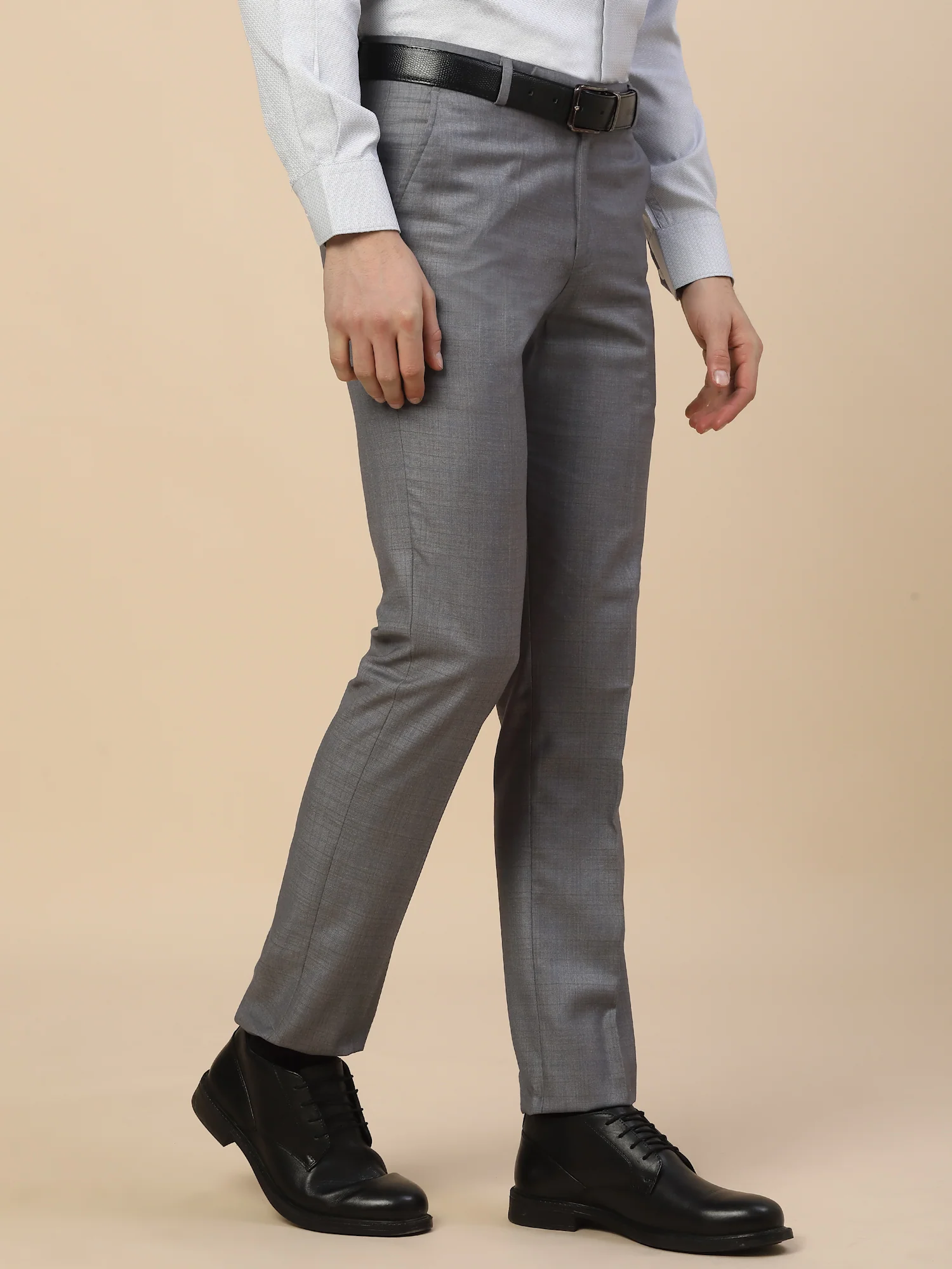 Formal Trouser for Men | Breathable & Soft with Color Fastness Regular Fit Terry Rayon Fabric Check Pattern Hook & Bar Closure - Image 4