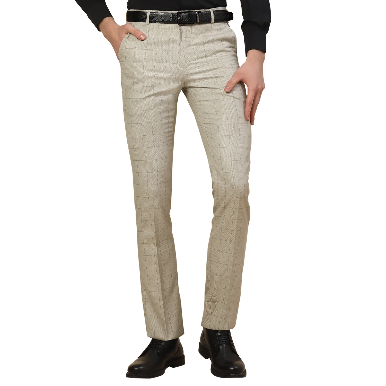 Formal Trouser for Men | Breathable & Soft with Color Fastness Regular Fit Poly Vicose Fabric Check Pattern Hook & Bar Closure - Image 2