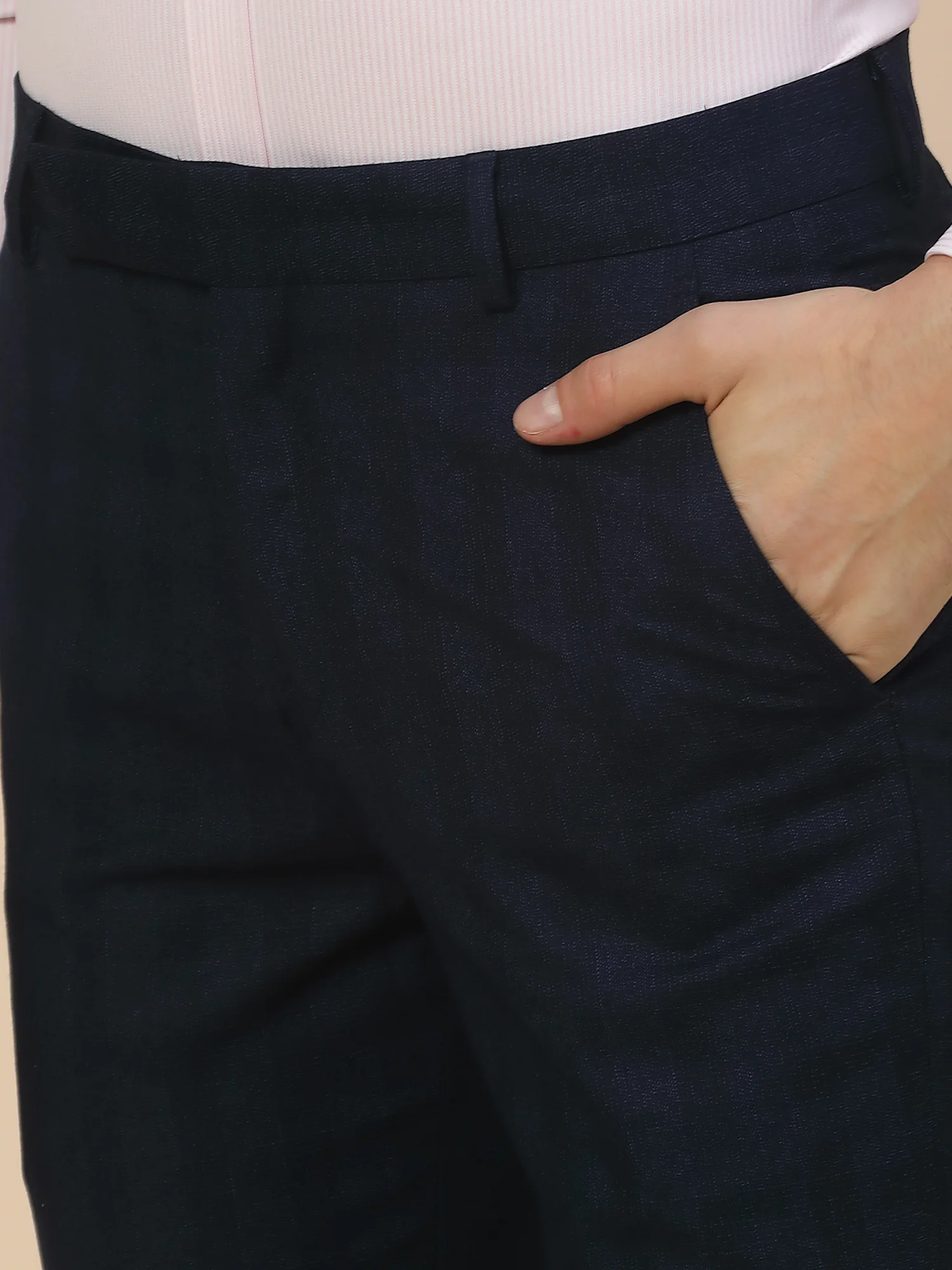 Formal Trouser for Men | Breathable & Soft with Color Fastness Regular Fit Terry Rayon Fabric Check Pattern Hook & Bar Closure - Image 3