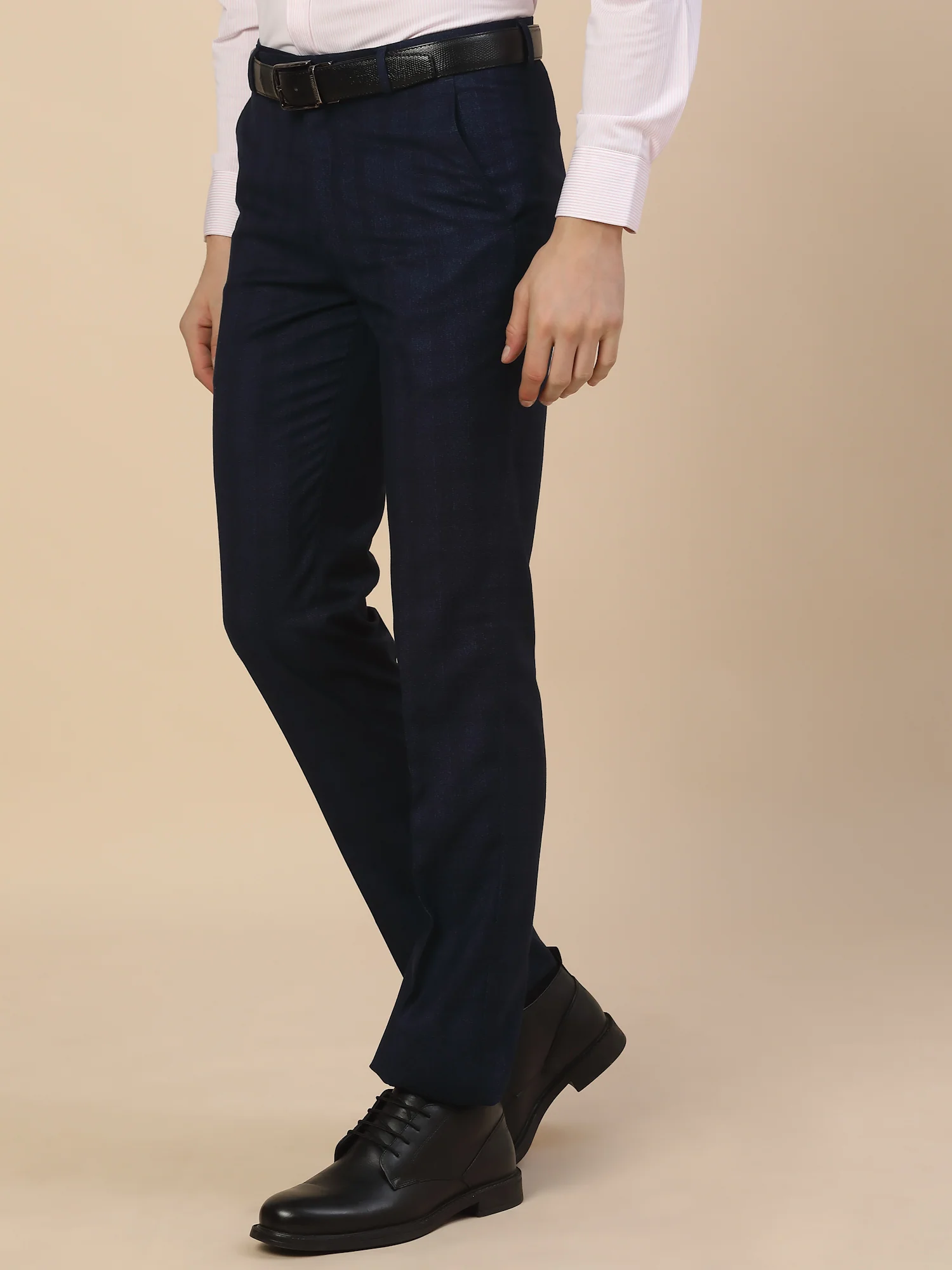 Formal Trouser for Men | Breathable & Soft with Color Fastness Regular Fit Terry Rayon Fabric Check Pattern Hook & Bar Closure - Image 4