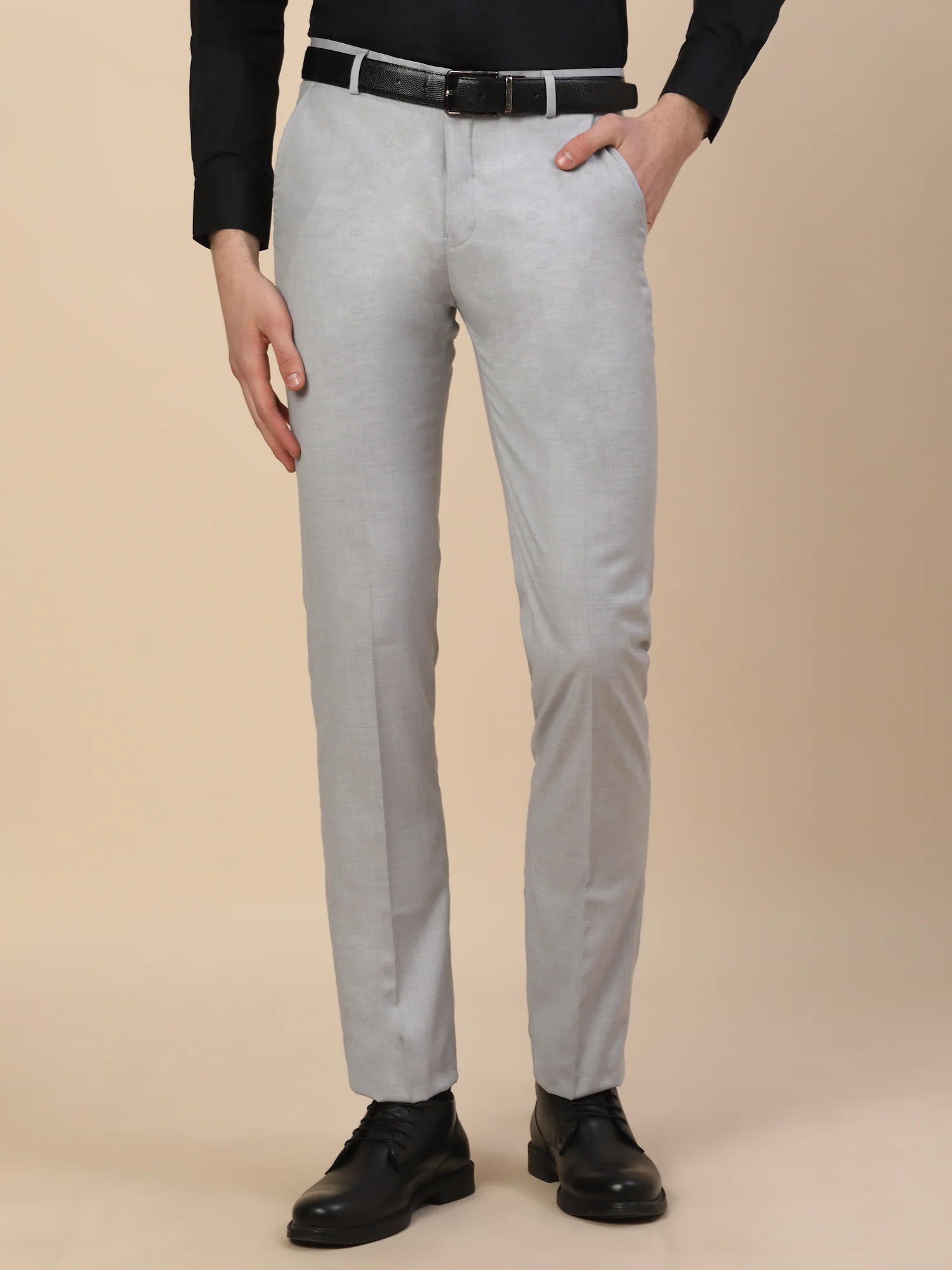 Formal Trouser for Men | Breathable & Soft with Color Fastness Regular Fit Terry Rayon Fabric Check Pattern Hook & Bar Closure - Image 2