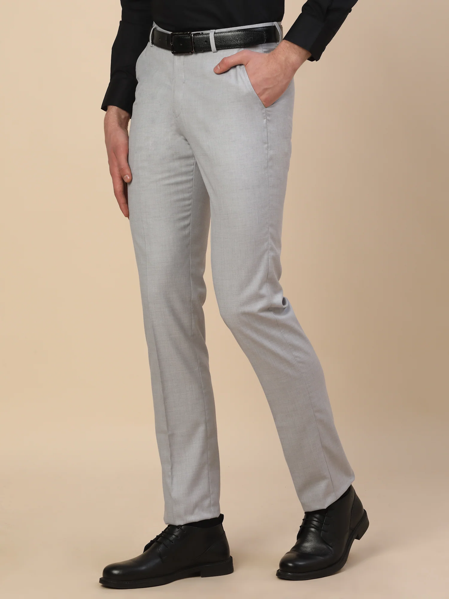 Formal Trouser for Men | Breathable & Soft with Color Fastness Regular Fit Terry Rayon Fabric Check Pattern Hook & Bar Closure - Image 3