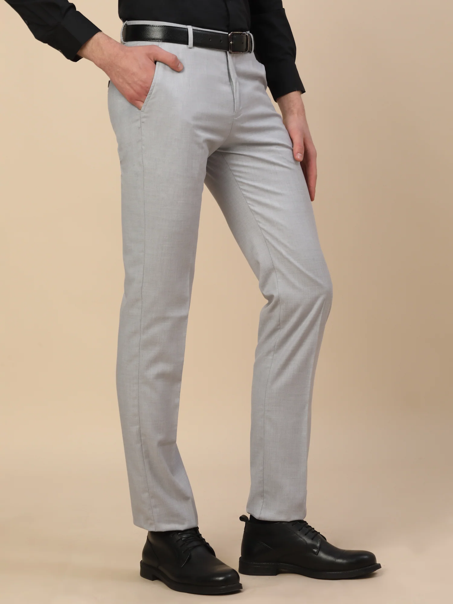 Formal Trouser for Men | Breathable & Soft with Color Fastness Regular Fit Terry Rayon Fabric Check Pattern Hook & Bar Closure - Image 4