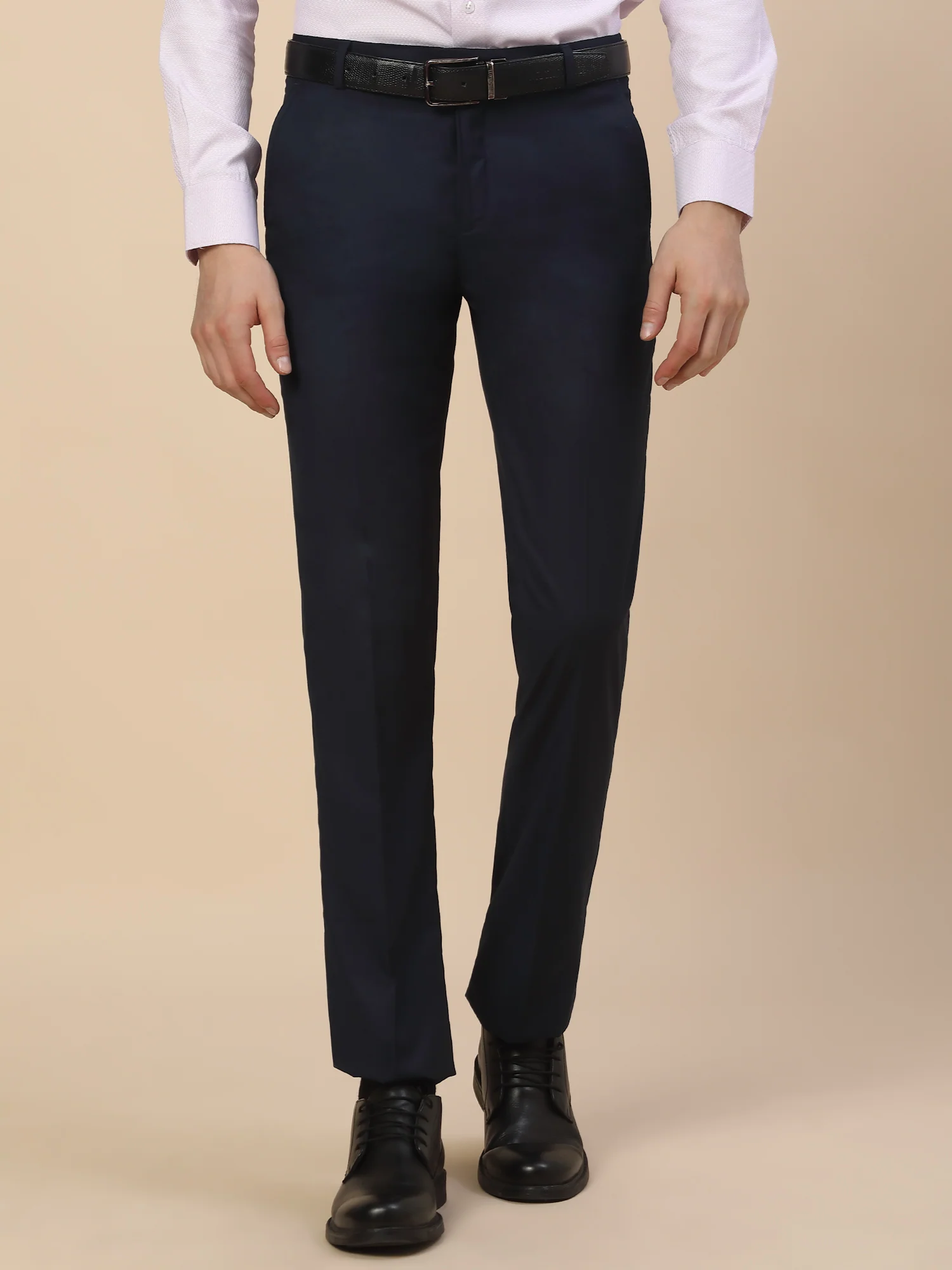 Formal Trouser for Men | Breathable & Soft with Color Fastness Regular Fit Terry Rayon Fabric Check Pattern Hook & Bar Closure - Image 2