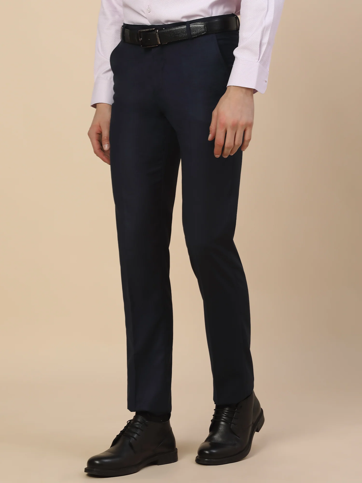 Formal Trouser for Men | Breathable & Soft with Color Fastness Regular Fit Terry Rayon Fabric Check Pattern Hook & Bar Closure - Image 4