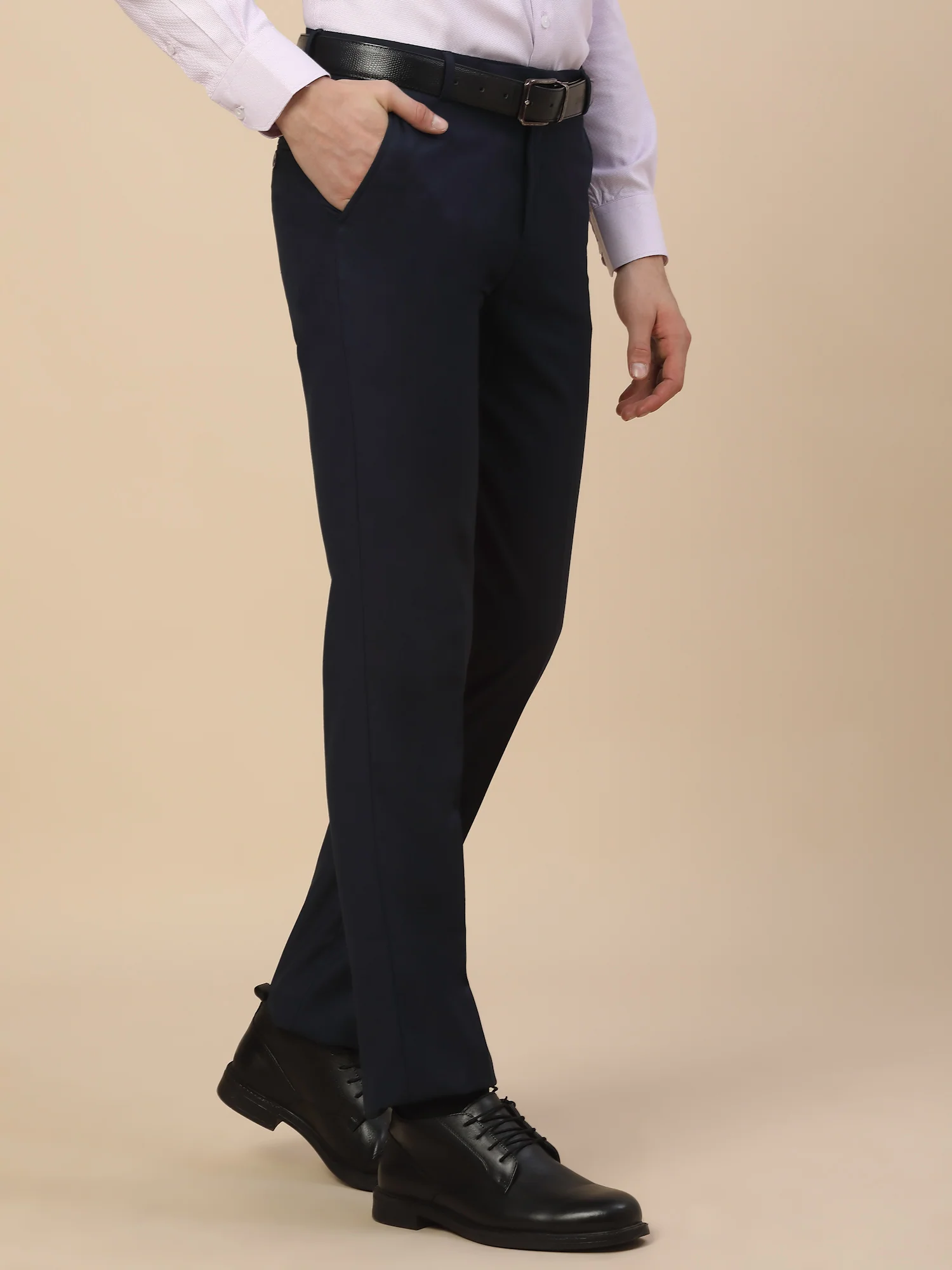 Formal Trouser for Men | Breathable & Soft with Color Fastness Regular Fit Terry Rayon Fabric Check Pattern Hook & Bar Closure - Image 5