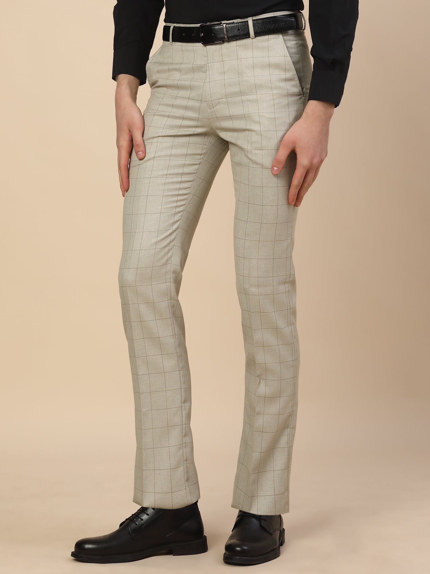 Formal Trouser for Men | Breathable & Soft with Color Fastness Regular Fit Poly Vicose Fabric Check Pattern Hook & Bar Closure - Image 5