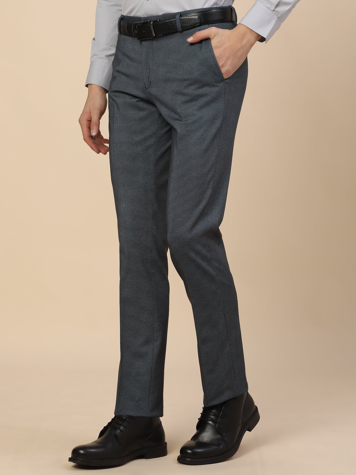 Formal Trouser for Men | Breathable & Soft with Color Fastness Regular Fit Terry Rayon Fabric Printed Pattern Button Closure - Image 3