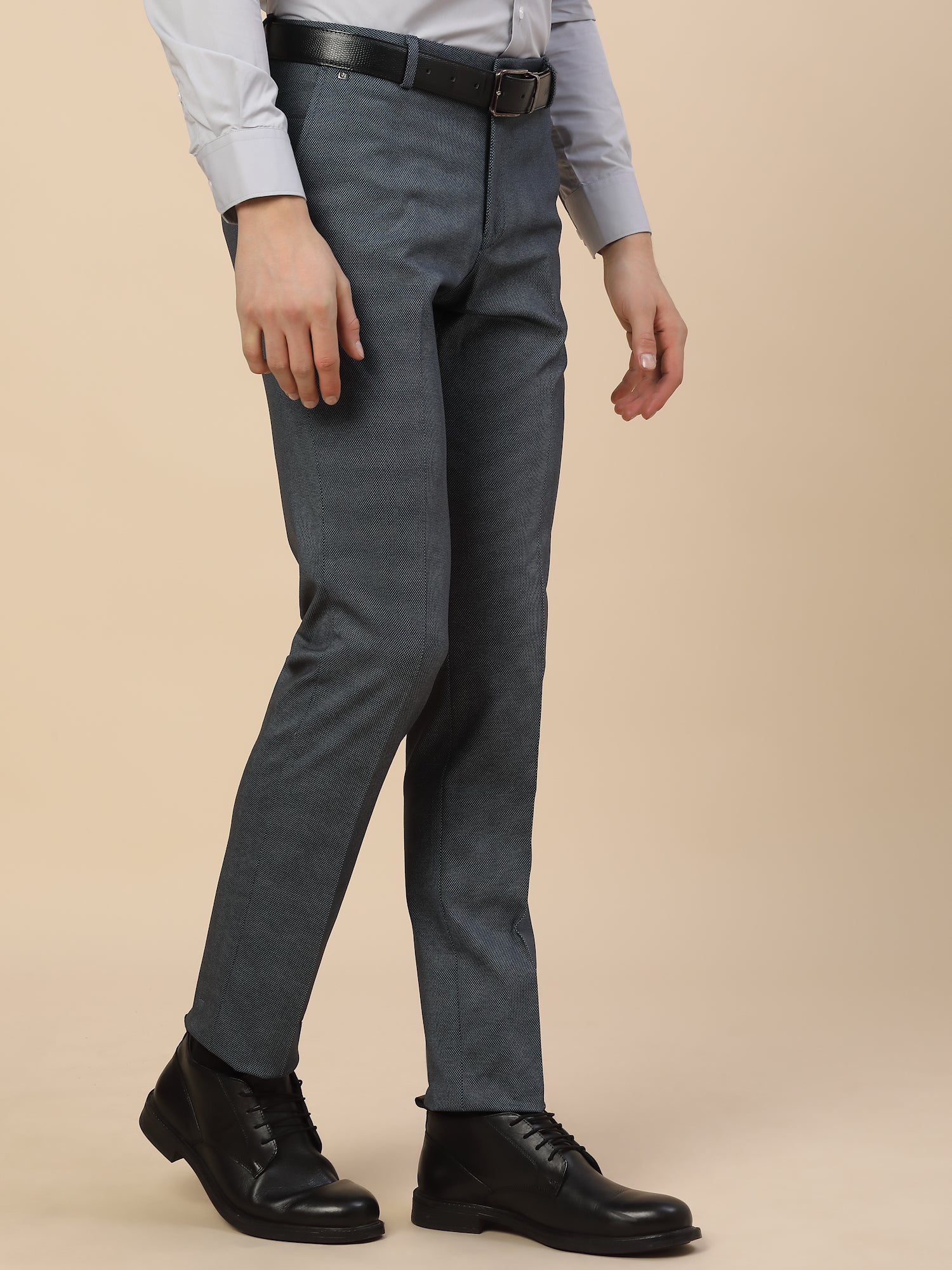Formal Trouser for Men | Breathable & Soft with Color Fastness Regular Fit Terry Rayon Fabric Printed Pattern Button Closure - Image 5
