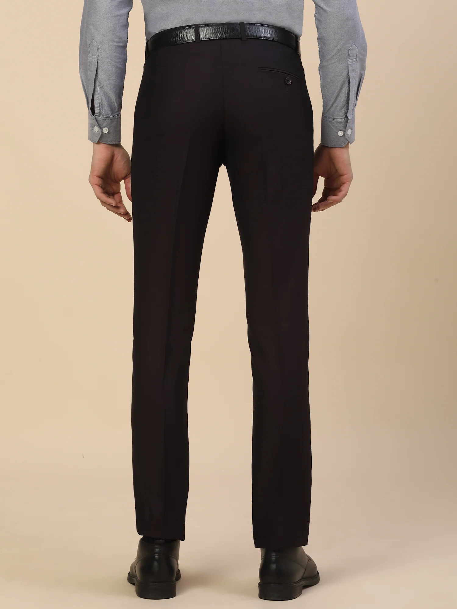 Formal Trouser for Men | Breathable & Soft with Color Fastness Regular Fit Terry Rayon Fabric Self Design Pattern Button Closure - Image 6