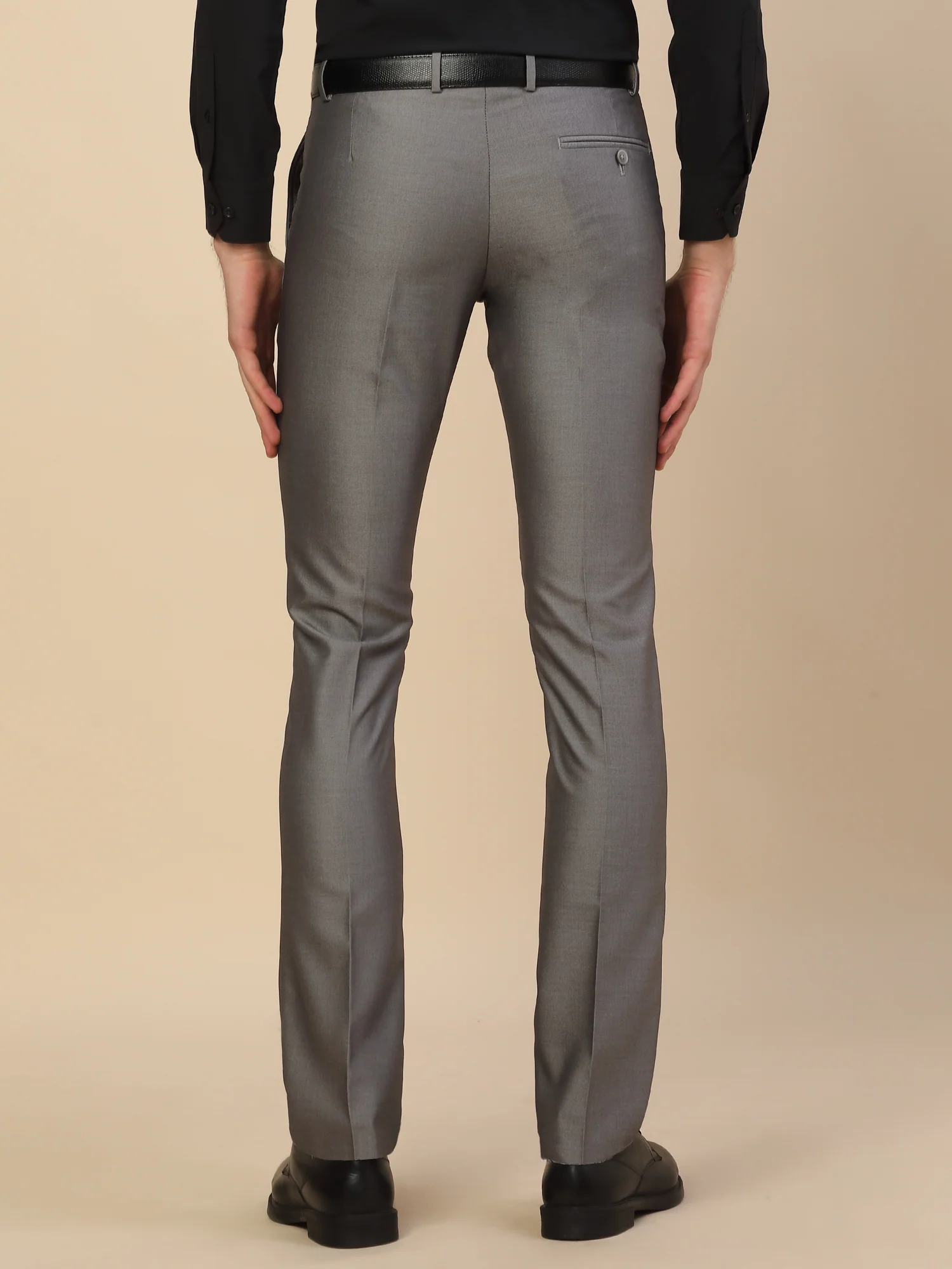 Formal Trouser for Men | Breathable & Soft with Color Fastness Regular Fit Terry Rayon Fabric Self Design Pattern Button Closure - Image 5