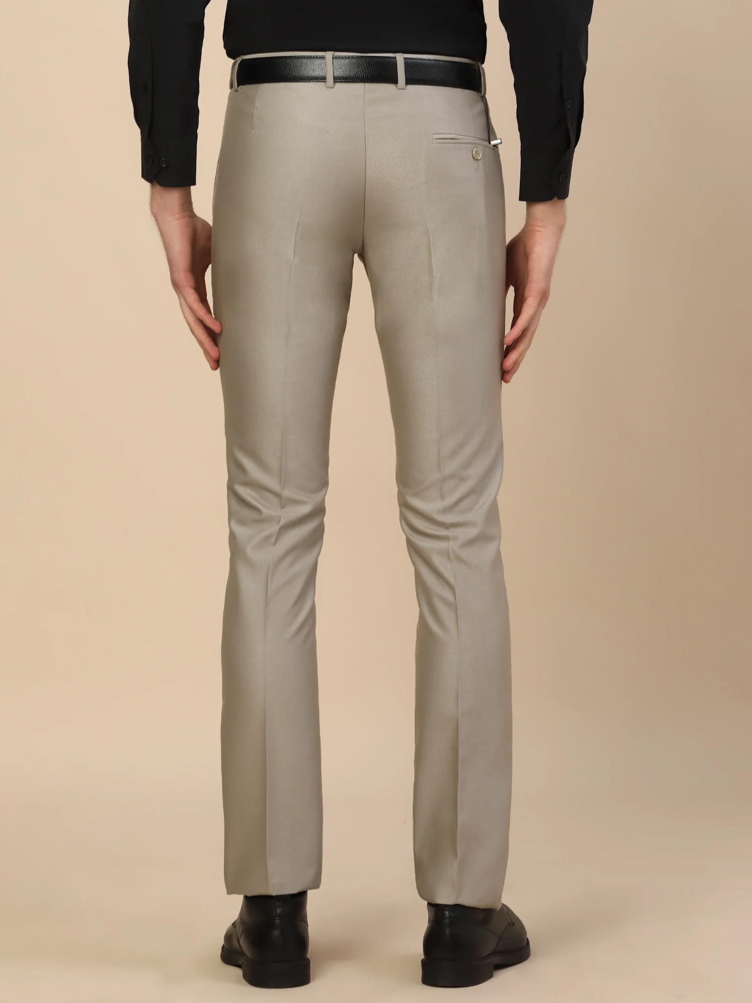Formal Trouser for Men | Breathable & Soft with Color Fastness Regular Fit Terry Rayon Fabric Self Design Pattern Button Closure - Image 5