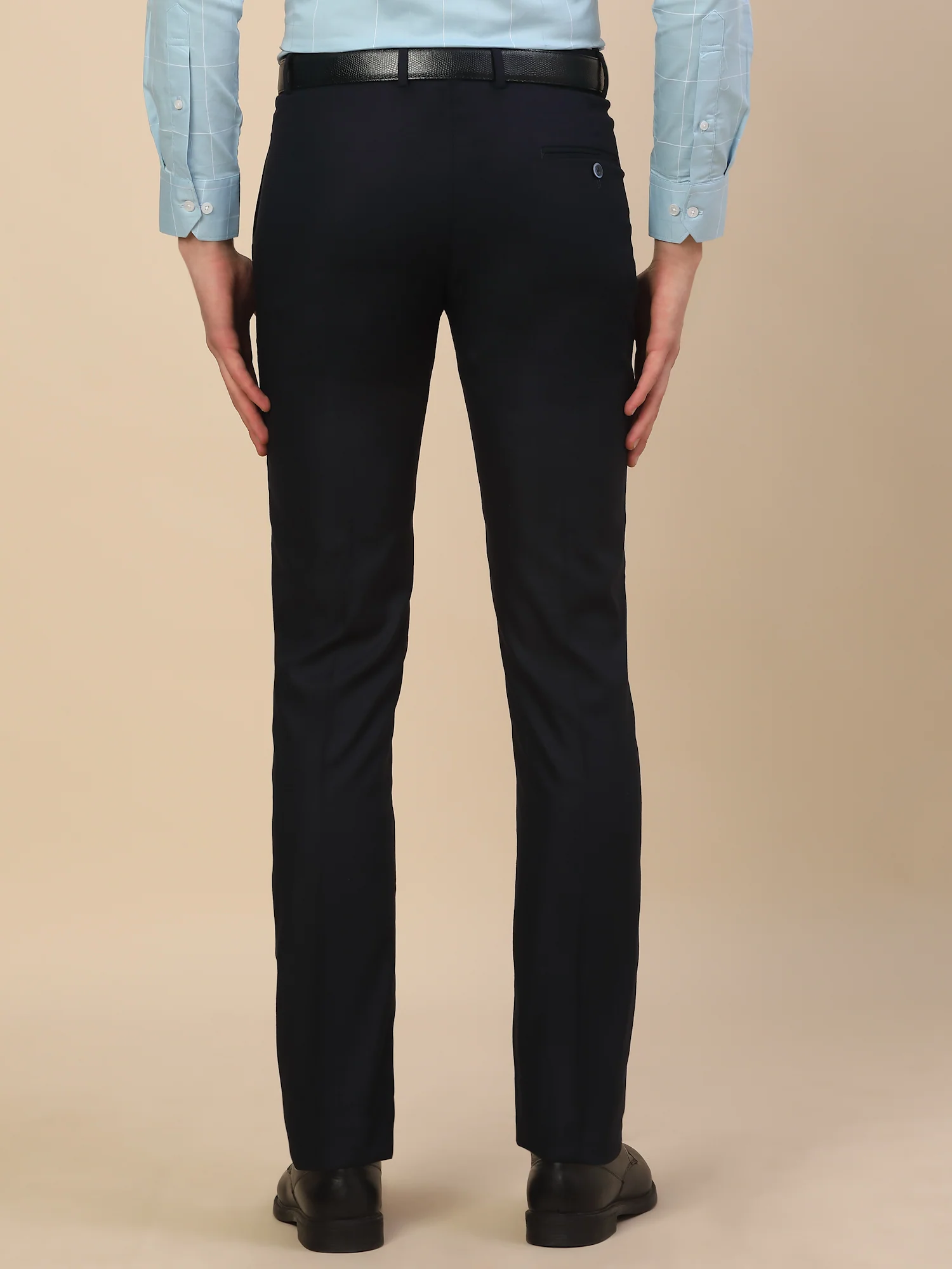 Formal Trouser for Men | Breathable & Soft with Color Fastness Regular Fit Terry Rayon Fabric Self Design Pattern Hook & Bar Closure - Image 6