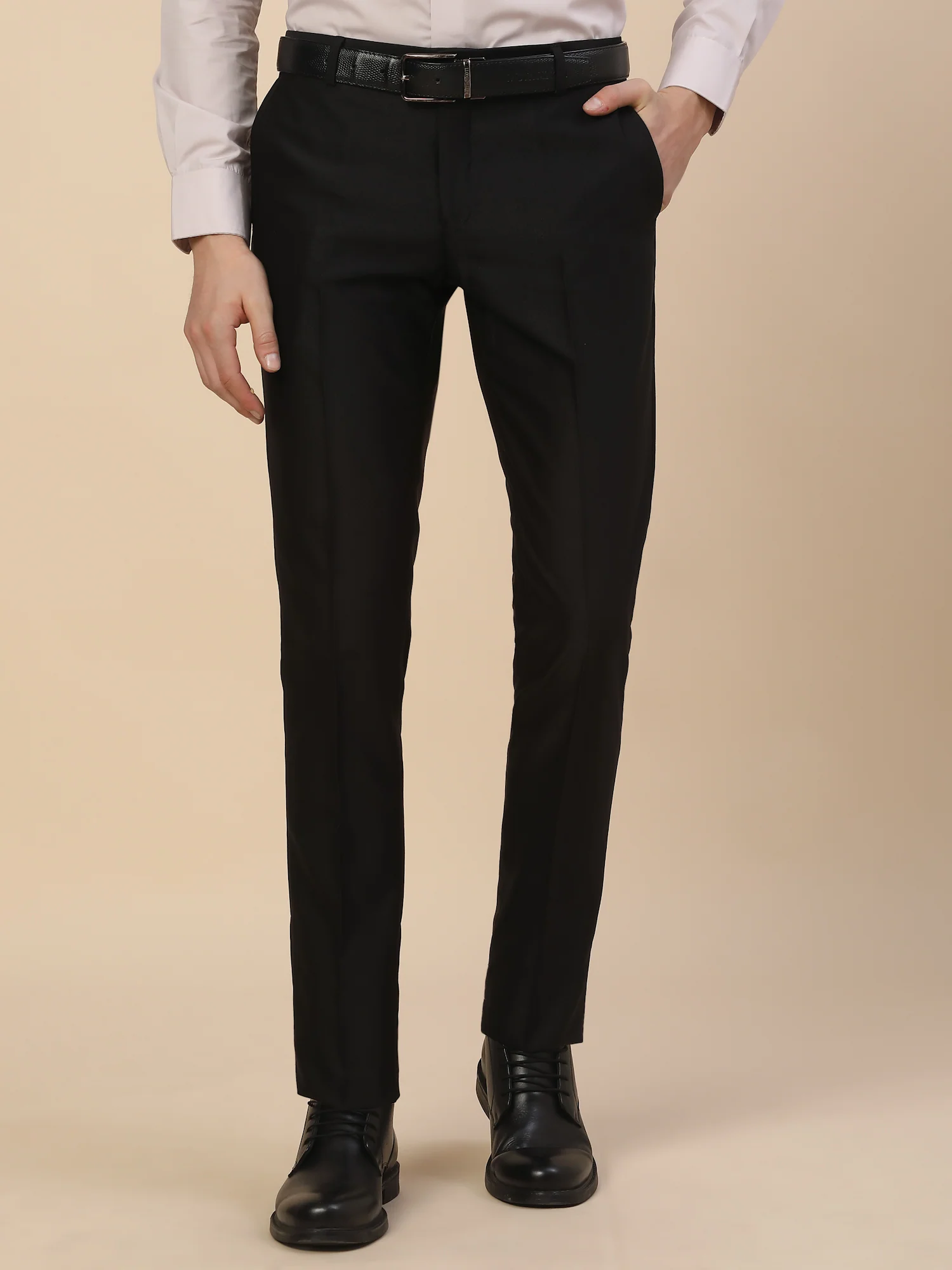 Formal Trouser for Men | Breathable & Soft with Color Fastness Regular Fit Terry Rayon Fabric Solid Pattern Button Closure - Image 2