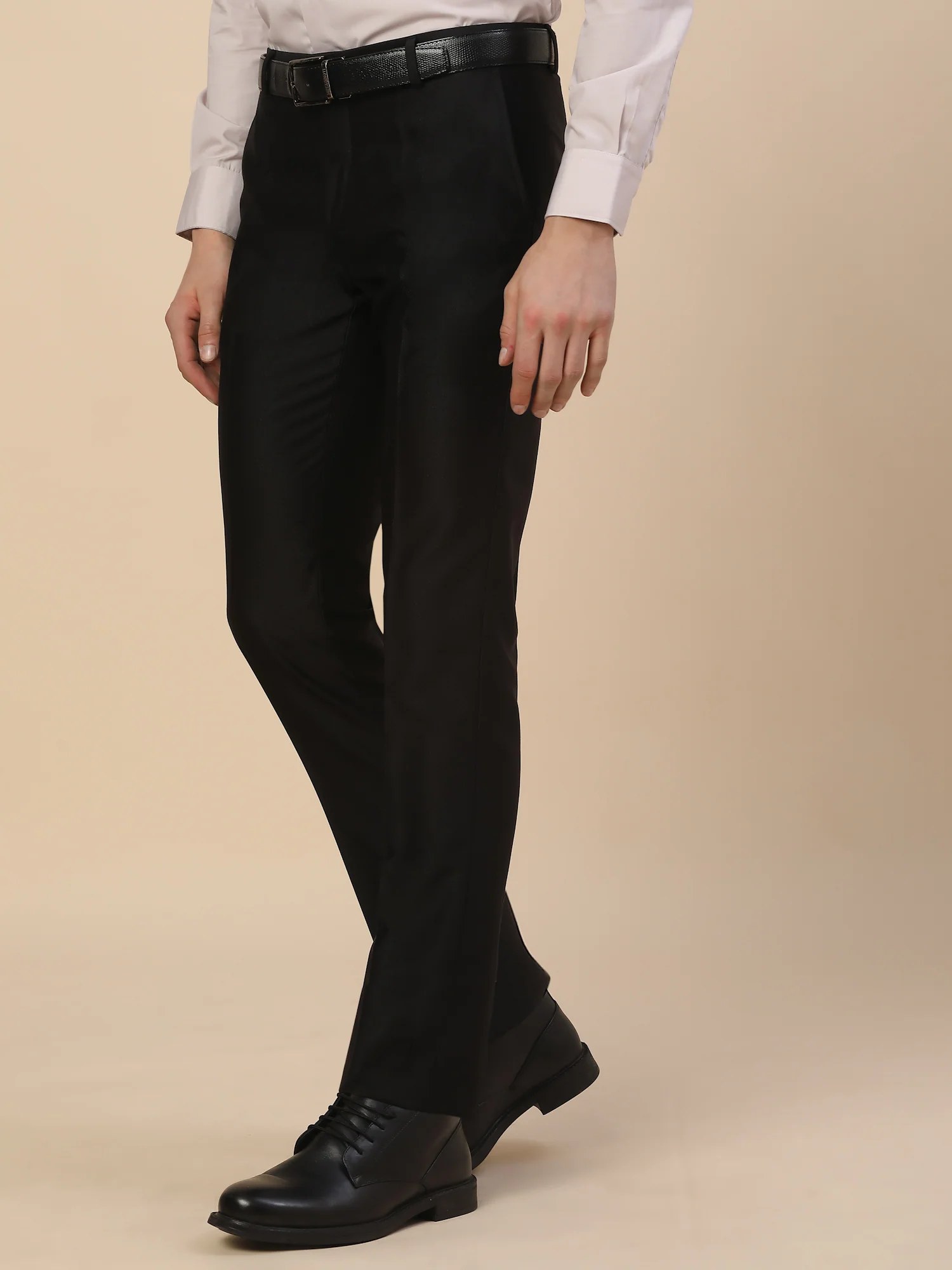 Formal Trouser for Men | Breathable & Soft with Color Fastness Regular Fit Terry Rayon Fabric Solid Pattern Button Closure - Image 3