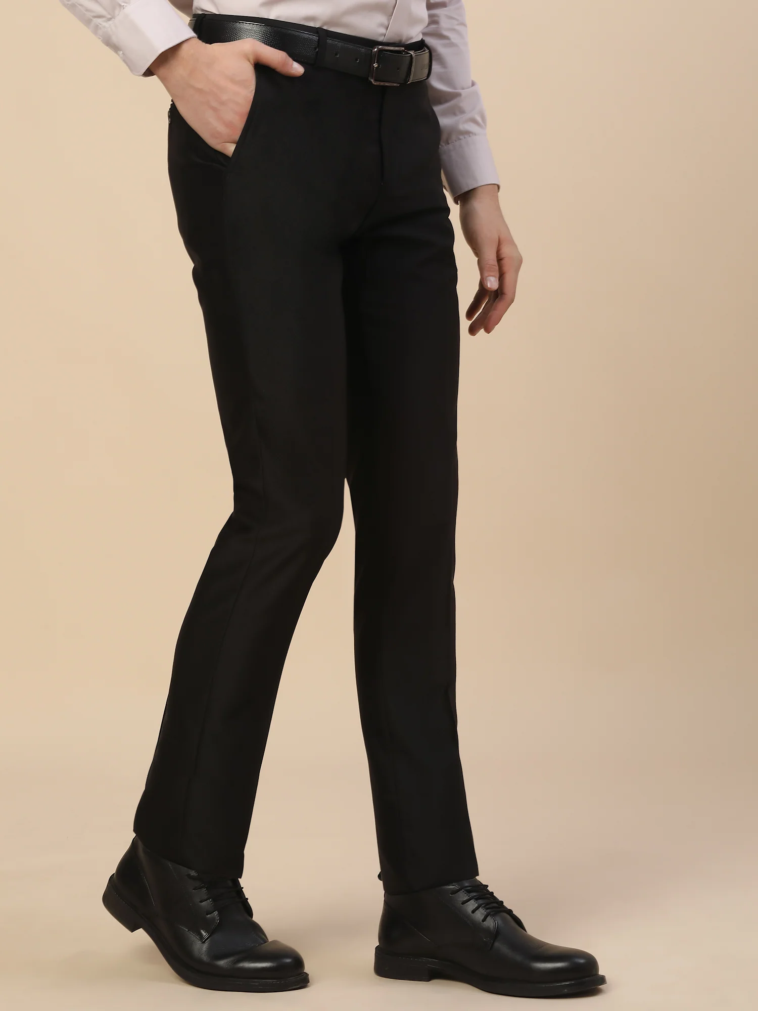 Formal Trouser for Men | Breathable & Soft with Color Fastness Regular Fit Terry Rayon Fabric Solid Pattern Button Closure - Image 5