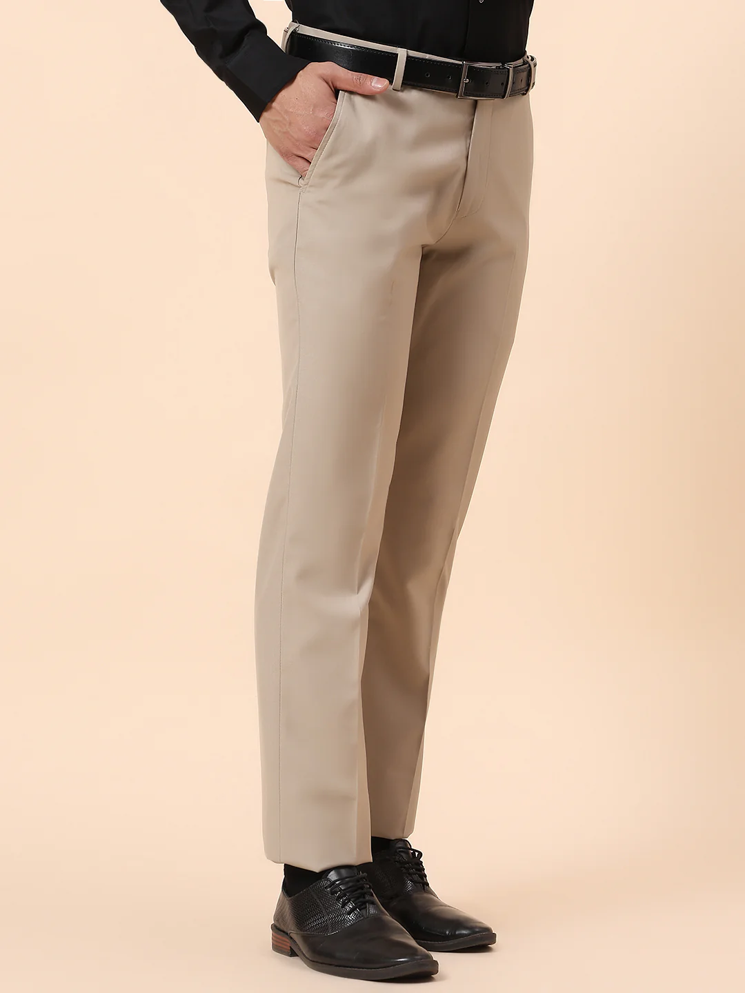 Formal Trouser for Men | Breathable & Soft with Color Fastness Regular Fit Terry Rayon Fabric Solid Pattern Hook & Bar Closure - Image 5