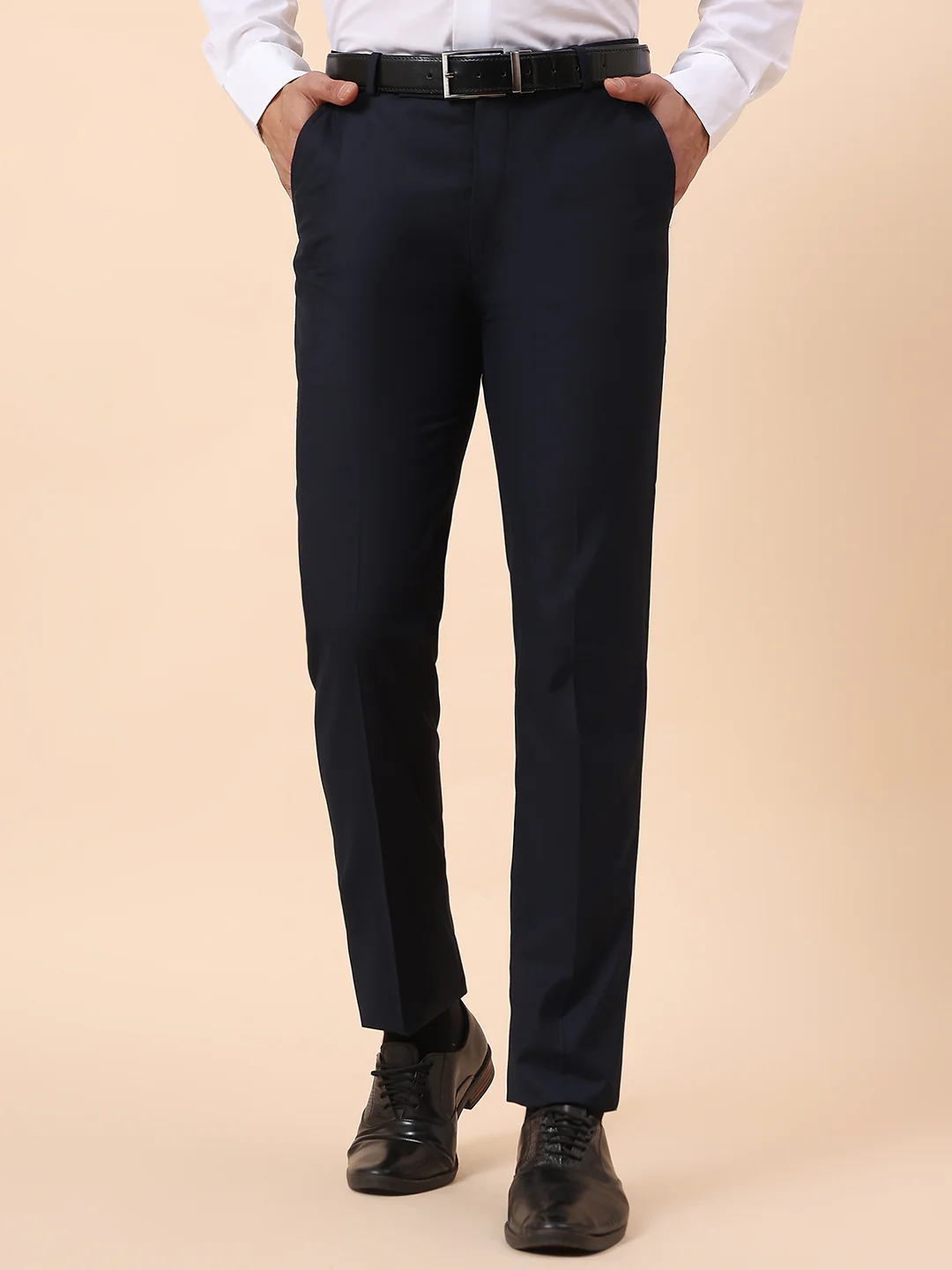 Formal Trouser for Men | Breathable & Soft with Color Fastness Regular Fit Terry Rayon Fabric Solid Pattern Hook & Bar Closure - Image 3