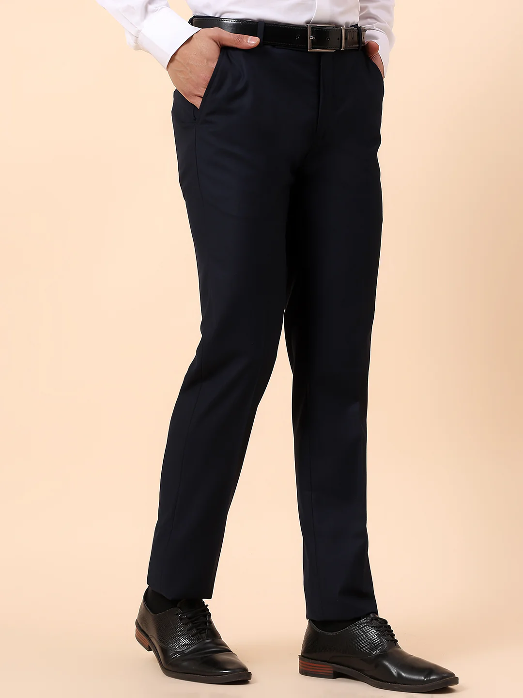 Formal Trouser for Men | Breathable & Soft with Color Fastness Regular Fit Terry Rayon Fabric Solid Pattern Hook & Bar Closure - Image 5