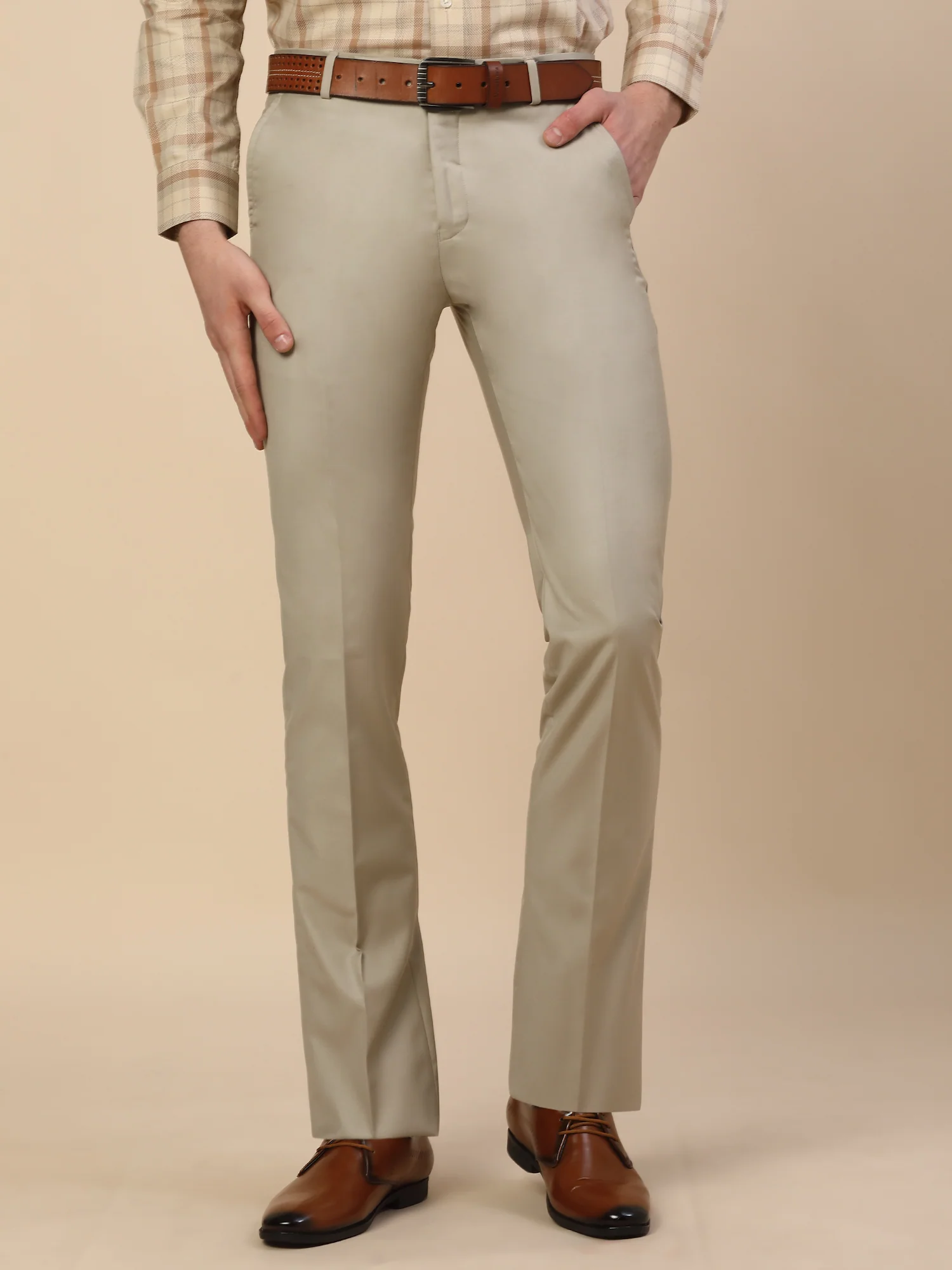 Formal Trouser for Men | Breathable & Soft with Color Fastness Regular Fit Terry Rayon Fabric Solid Pattern Hook & Bar Closure - Image 2