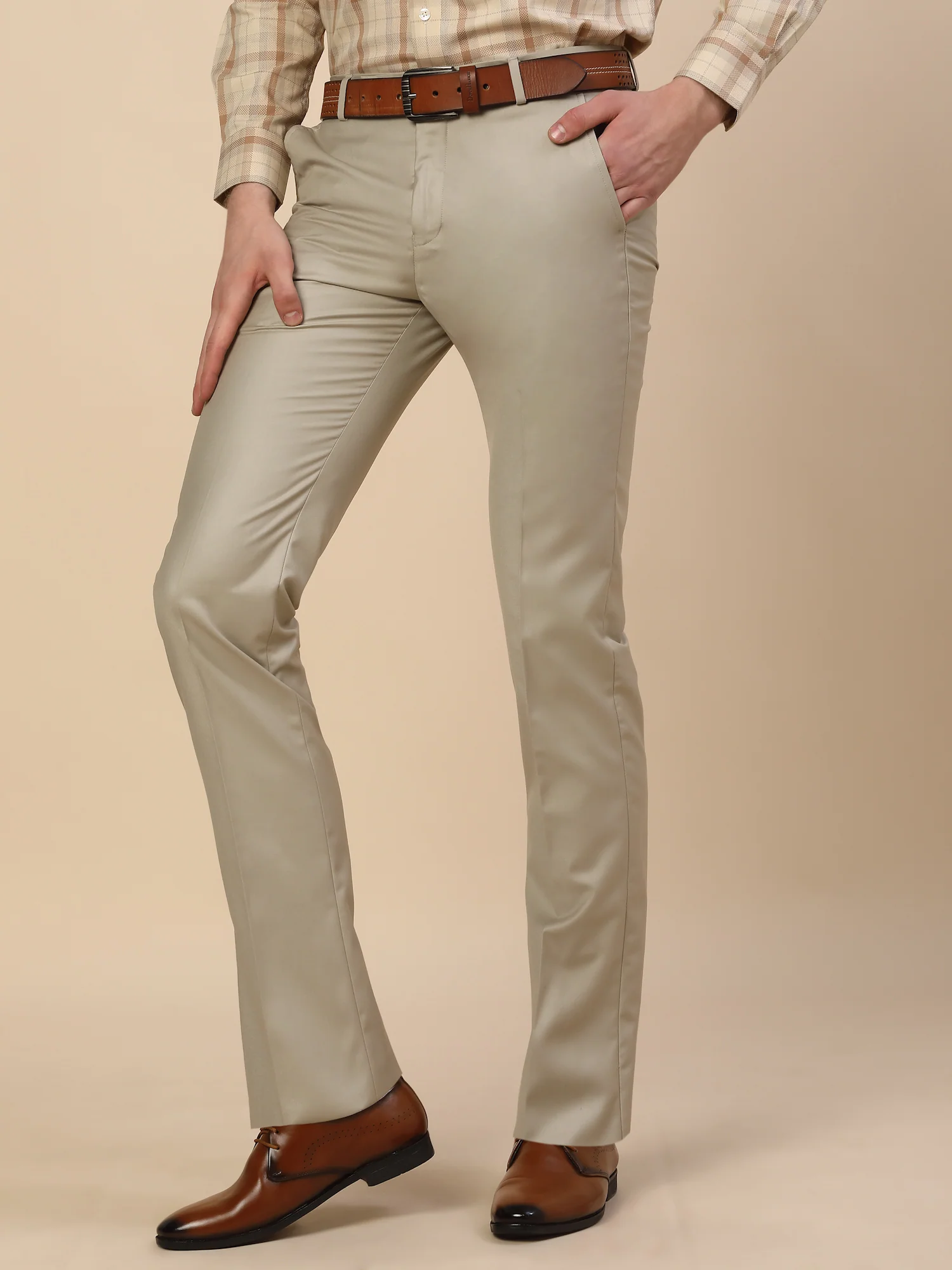 Formal Trouser for Men | Breathable & Soft with Color Fastness Regular Fit Terry Rayon Fabric Solid Pattern Hook & Bar Closure - Image 4