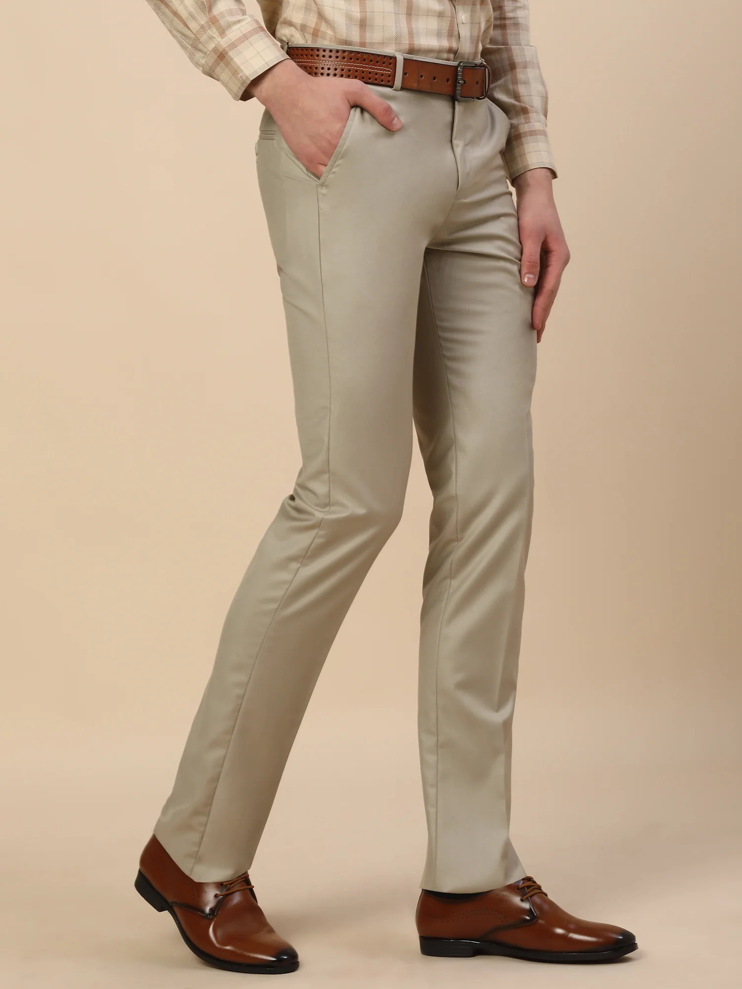 Formal Trouser for Men | Breathable & Soft with Color Fastness Regular Fit Terry Rayon Fabric Solid Pattern Hook & Bar Closure - Image 5