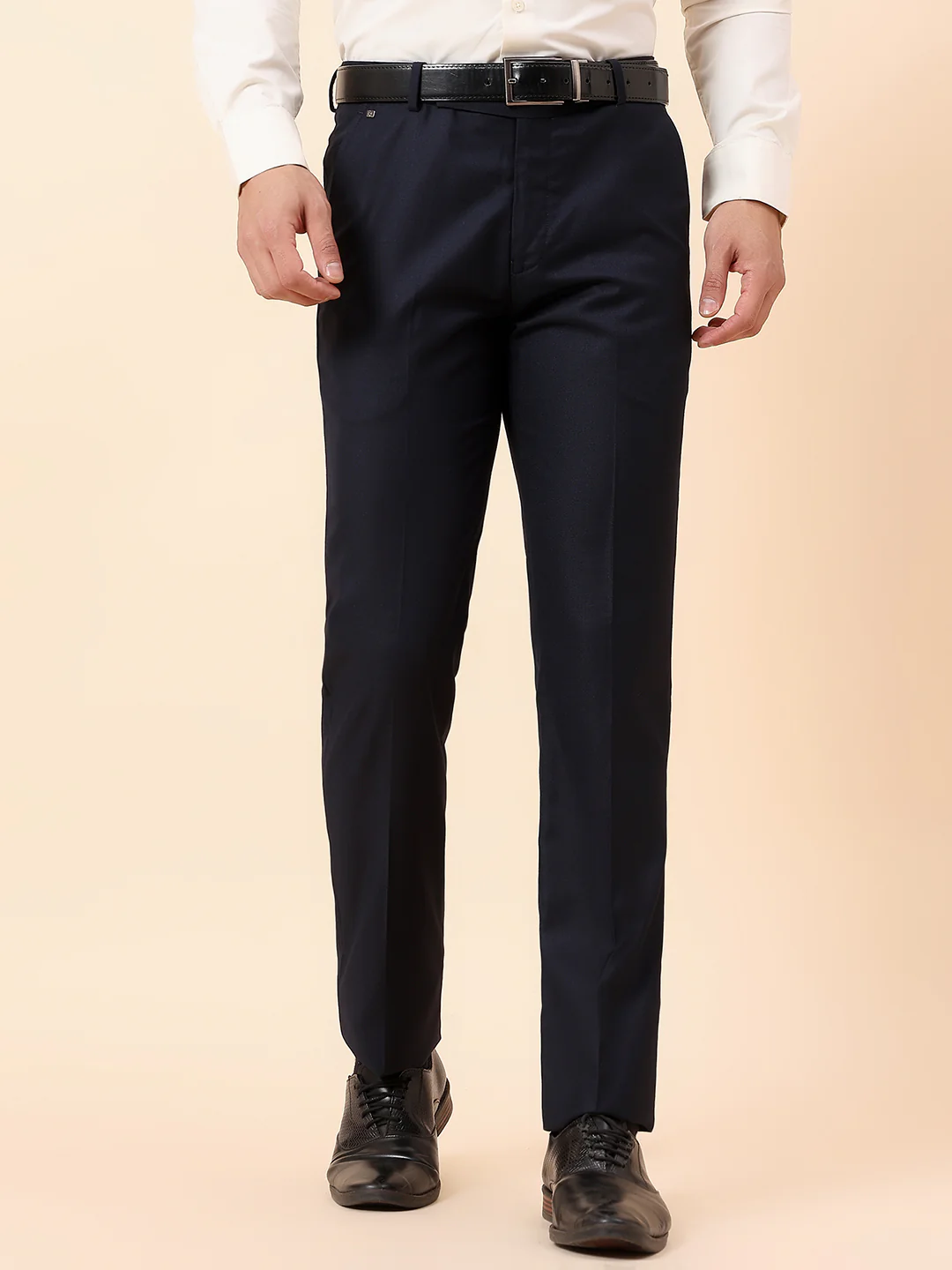 Formal Trouser for Men | Breathable & Soft with Color Fastness Regular Fit Terry Rayon Fabric Solid Pattern Hook & Bar Closure - Image 3