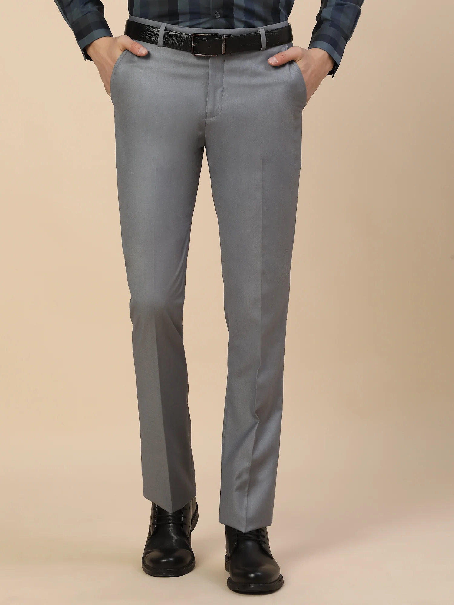 Formal Trouser for Men | Breathable & Soft with Color Fastness Regular Fit Terry Rayon Fabric Solid Pattern Hook & Bar Closure - Image 2