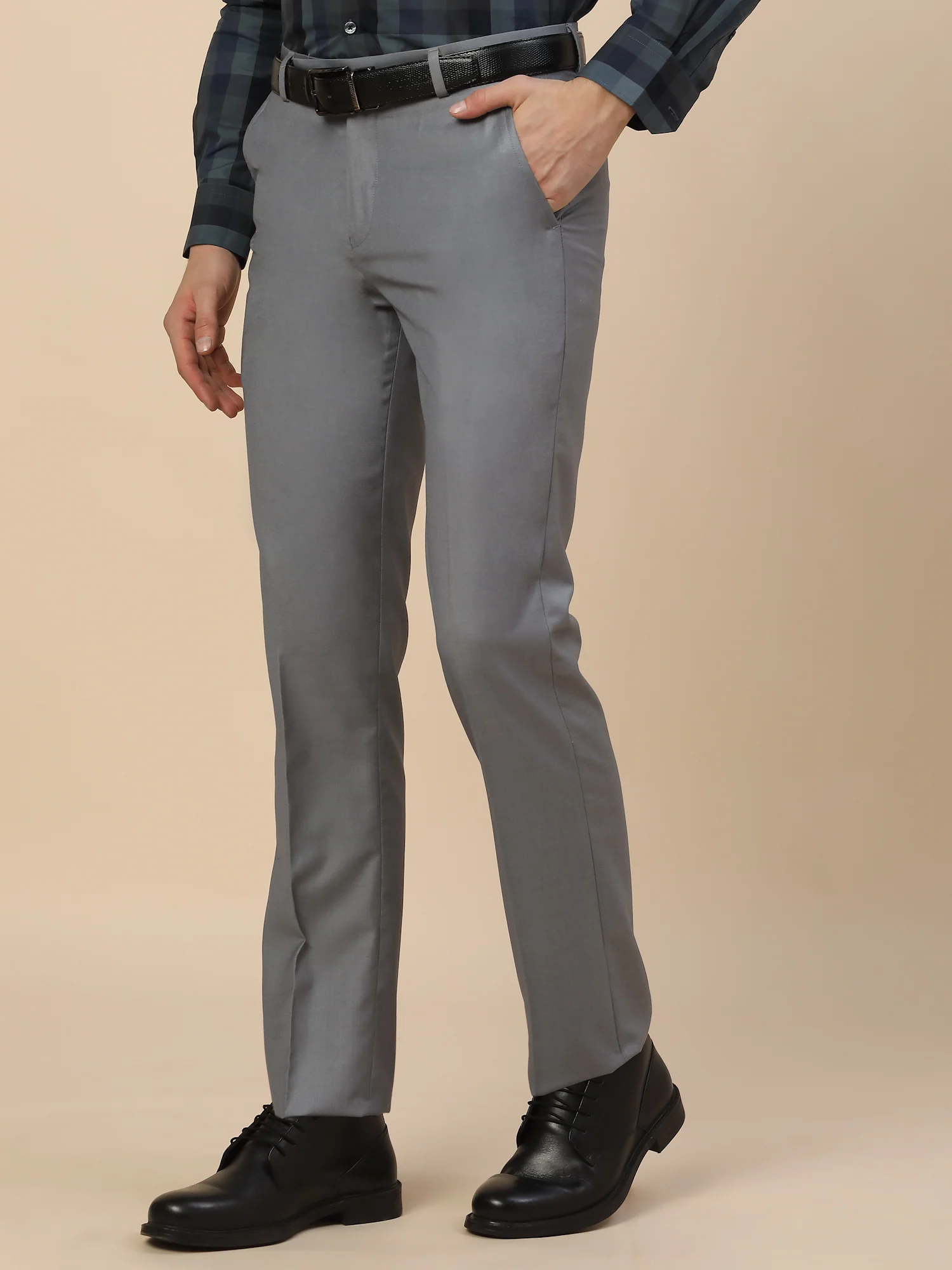 Formal Trouser for Men | Breathable & Soft with Color Fastness Regular Fit Terry Rayon Fabric Solid Pattern Hook & Bar Closure - Image 3