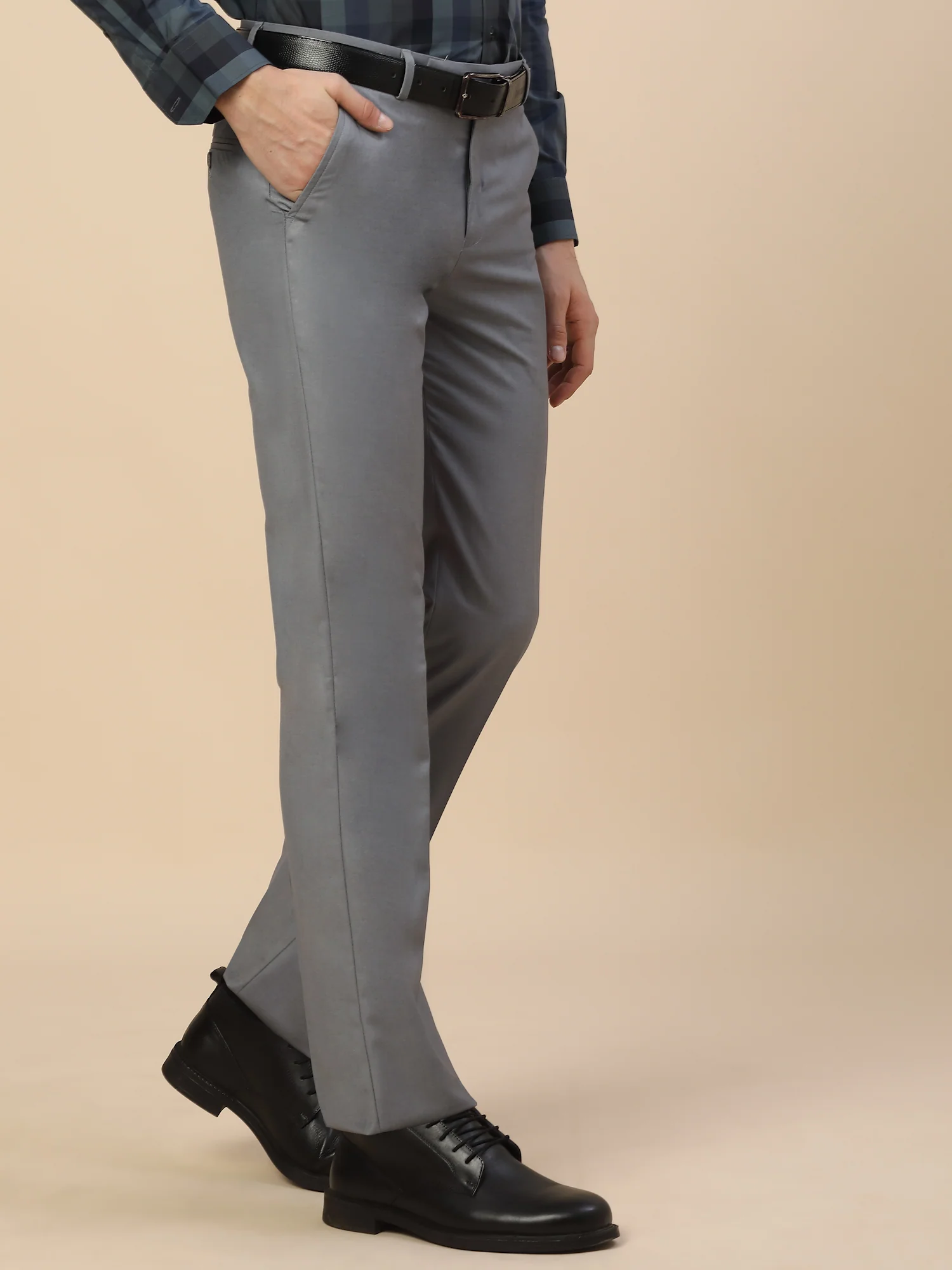 Formal Trouser for Men | Breathable & Soft with Color Fastness Regular Fit Terry Rayon Fabric Solid Pattern Hook & Bar Closure - Image 4