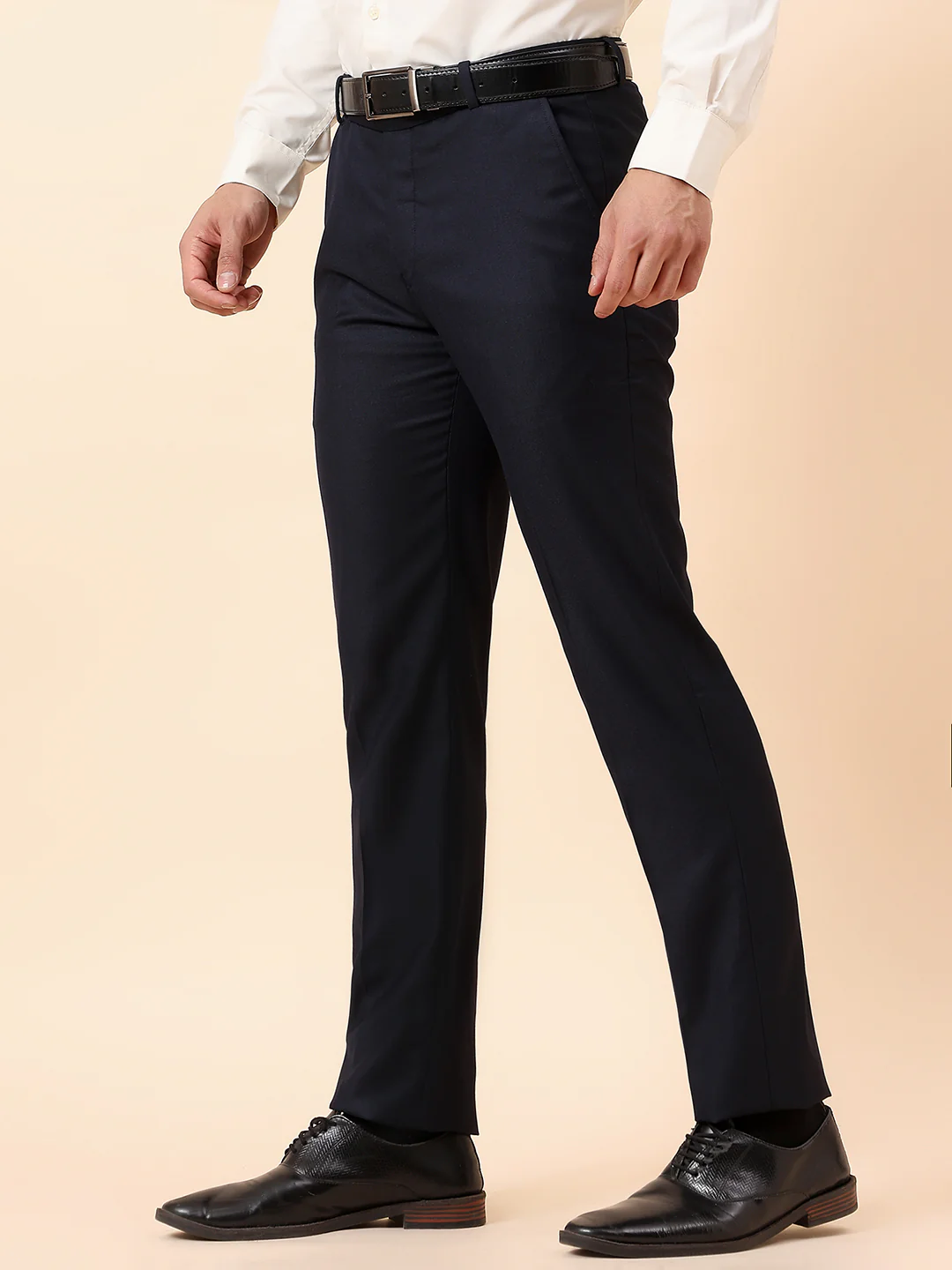 Formal Trouser for Men | Breathable & Soft with Color Fastness Regular Fit Terry Rayon Fabric Solid Pattern Hook & Bar Closure - Image 4