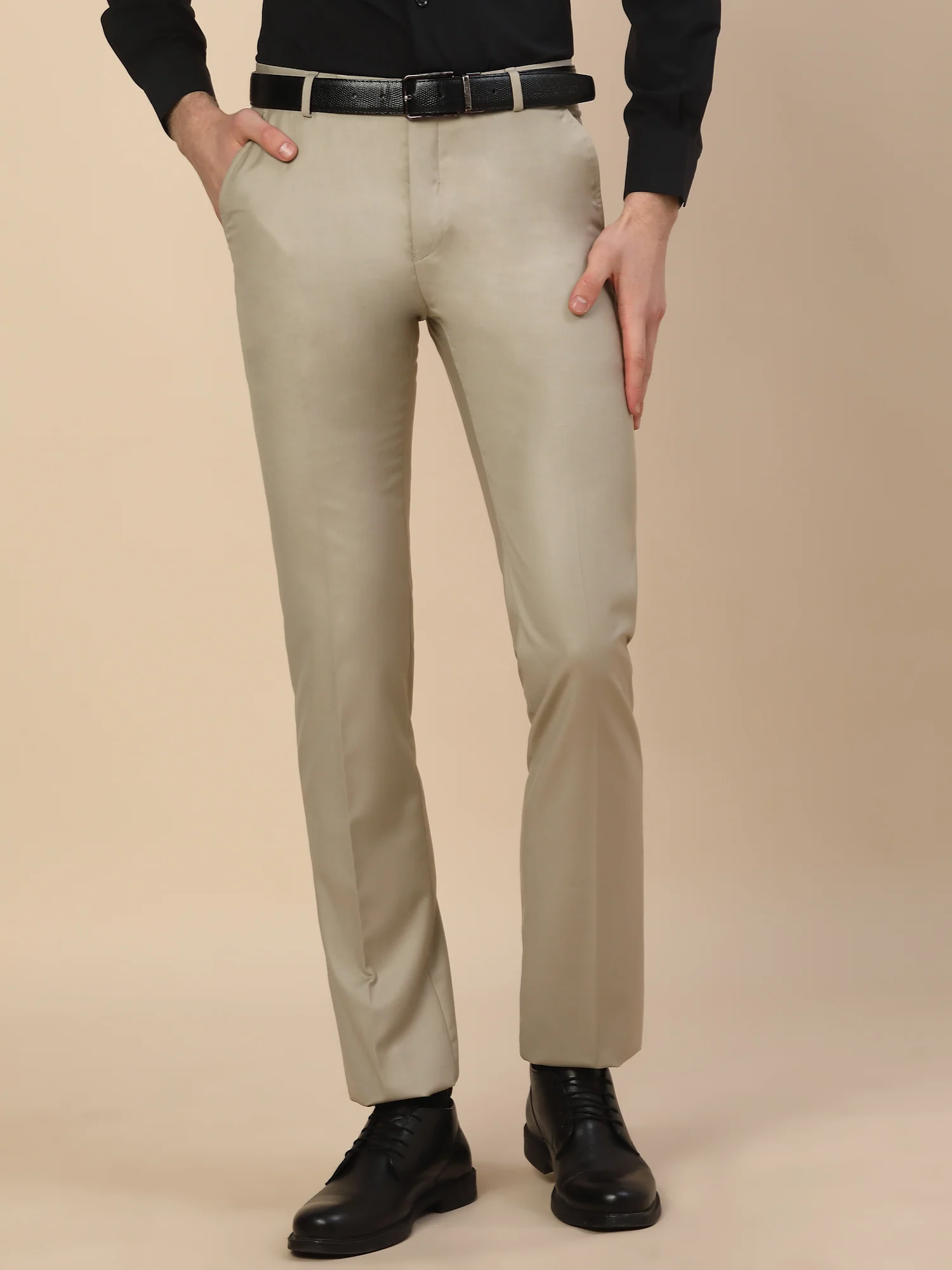 Formal Trouser for Men | Breathable & Soft with Color Fastness Regular Fit Terry Rayon Fabric Solid Pattern Hook & Bar Closure - Image 2