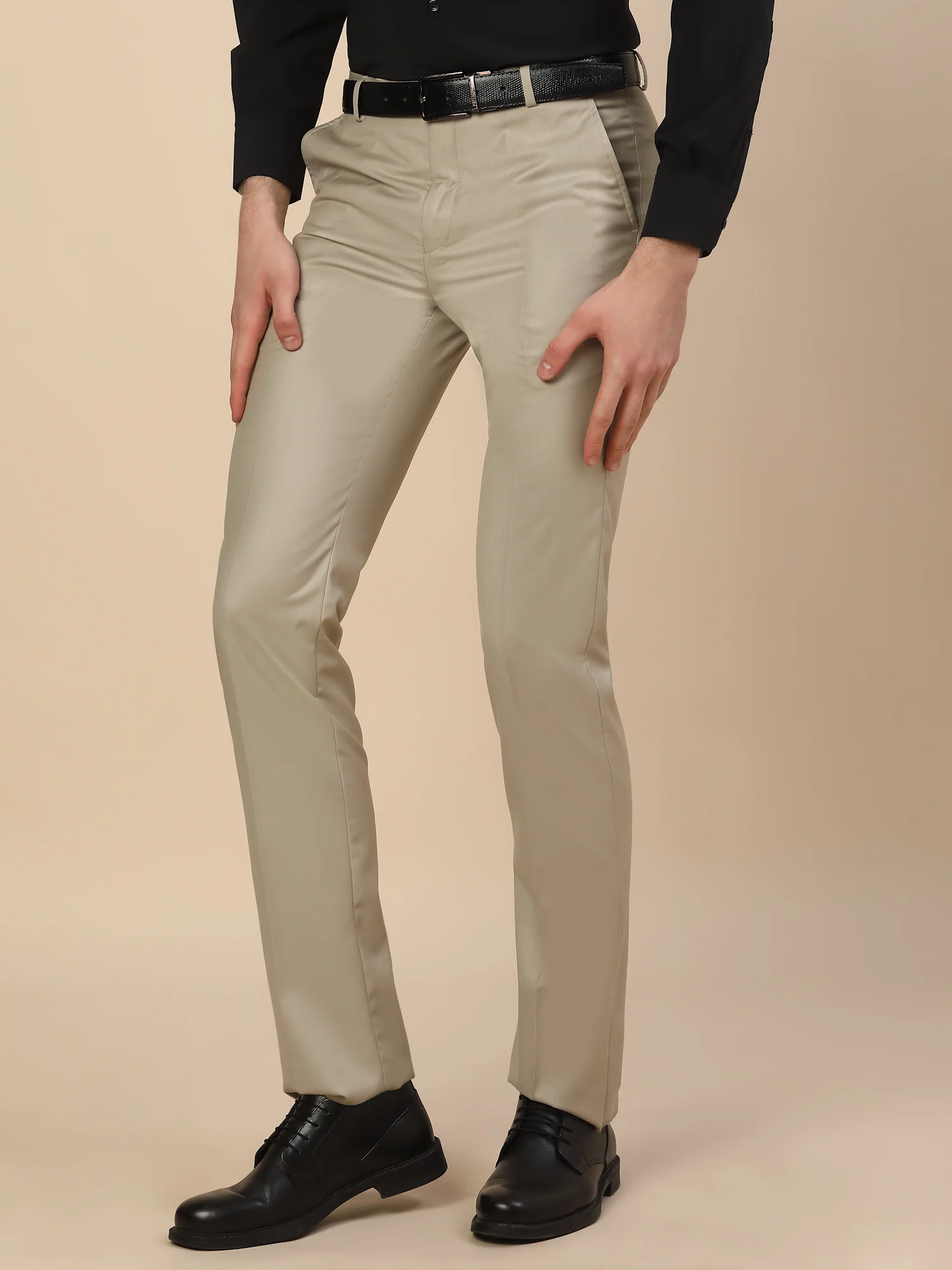 Formal Trouser for Men | Breathable & Soft with Color Fastness Regular Fit Terry Rayon Fabric Solid Pattern Hook & Bar Closure - Image 4