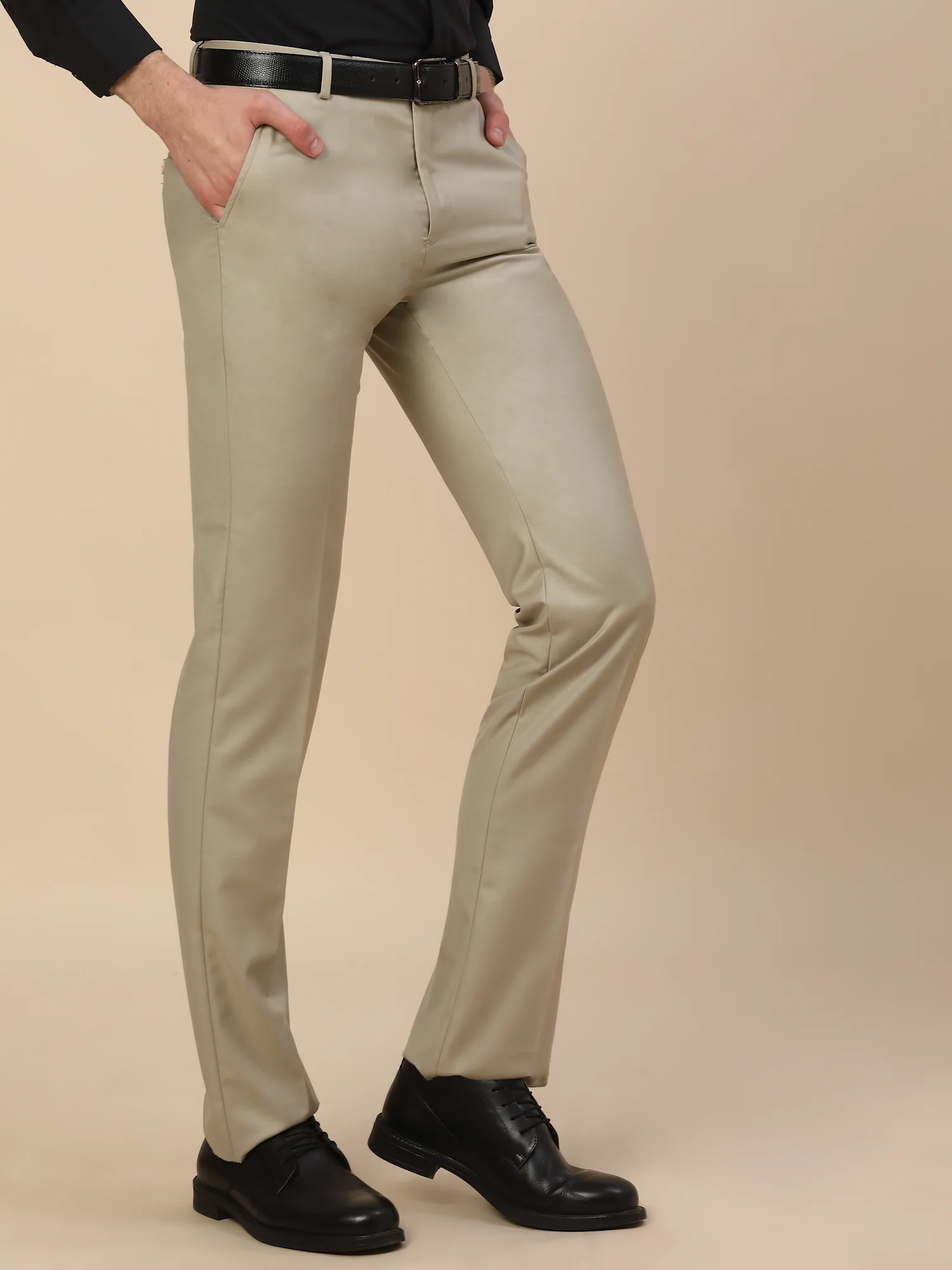 Formal Trouser for Men | Breathable & Soft with Color Fastness Regular Fit Terry Rayon Fabric Solid Pattern Hook & Bar Closure - Image 5