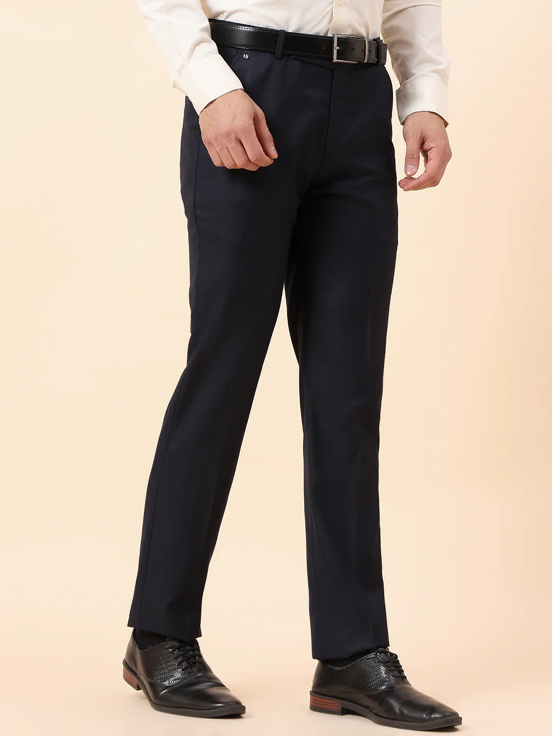 Formal Trouser for Men | Breathable & Soft with Color Fastness Regular Fit Terry Rayon Fabric Solid Pattern Hook & Bar Closure - Image 5