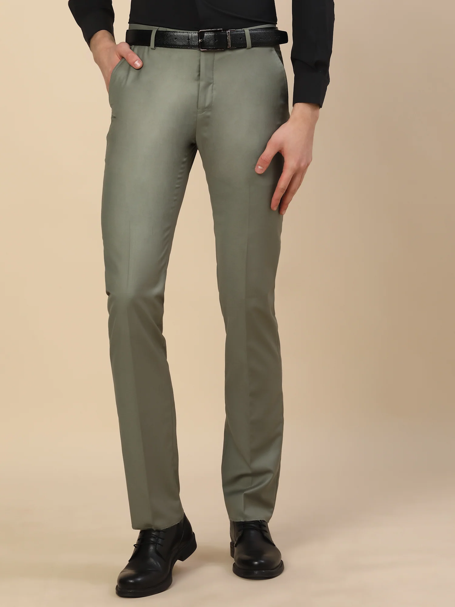 Formal Trouser for Men | Breathable & Soft with Color Fastness Regular Fit Terry Rayon Fabric Solid Pattern Hook & Bar Closure - Image 2