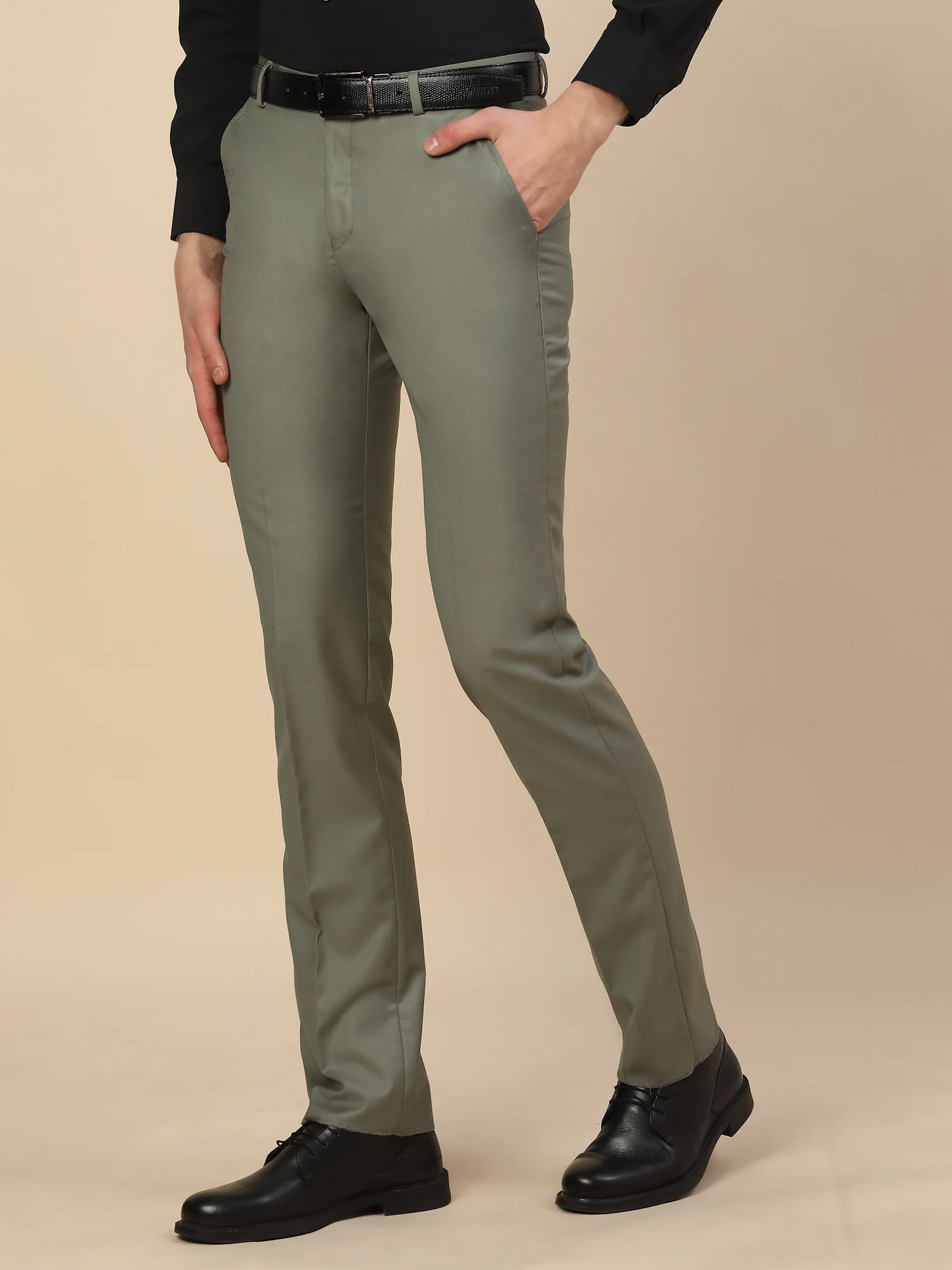 Formal Trouser for Men | Breathable & Soft with Color Fastness Regular Fit Terry Rayon Fabric Solid Pattern Hook & Bar Closure - Image 3