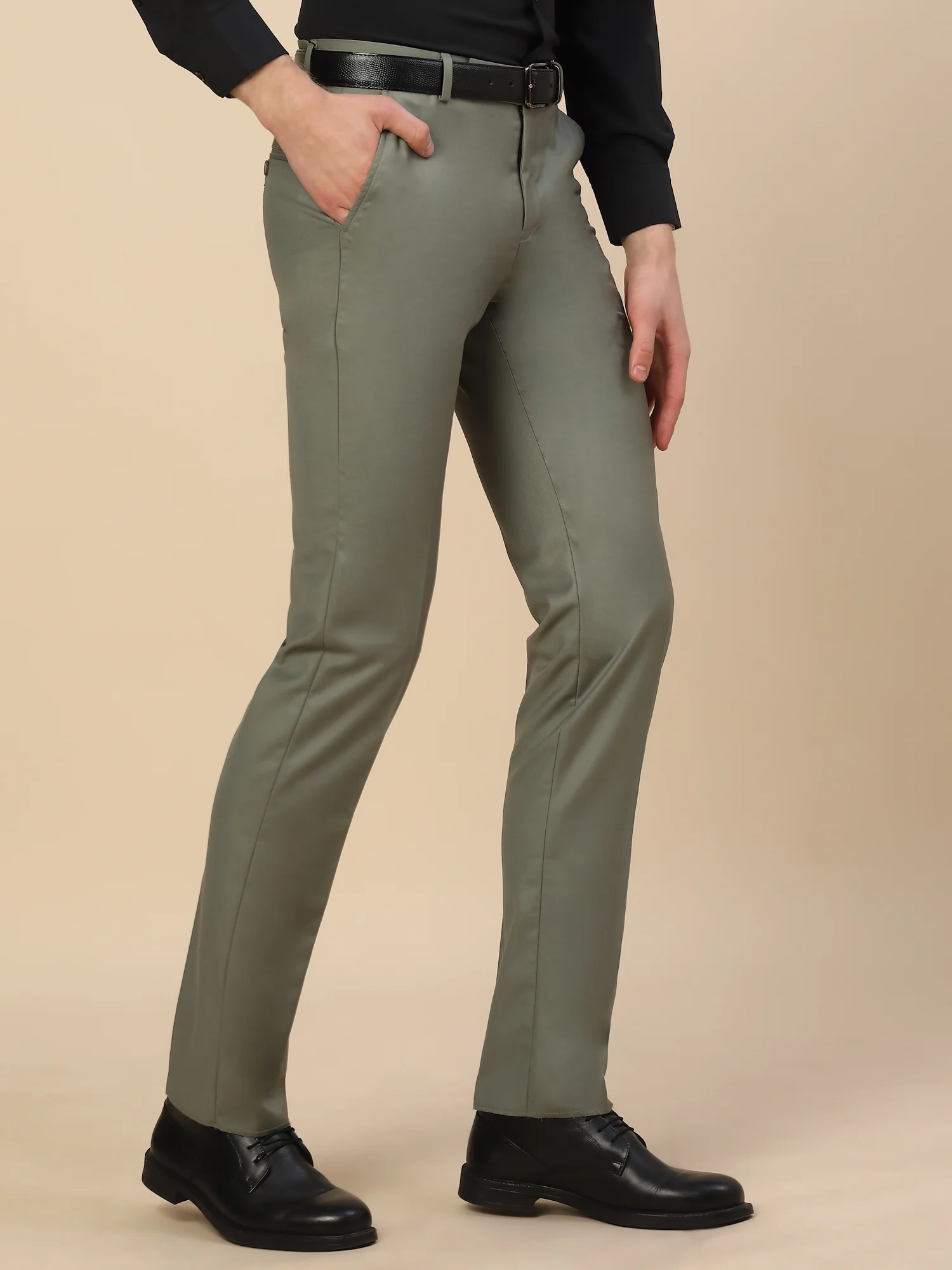 Formal Trouser for Men | Breathable & Soft with Color Fastness Regular Fit Terry Rayon Fabric Solid Pattern Hook & Bar Closure - Image 4