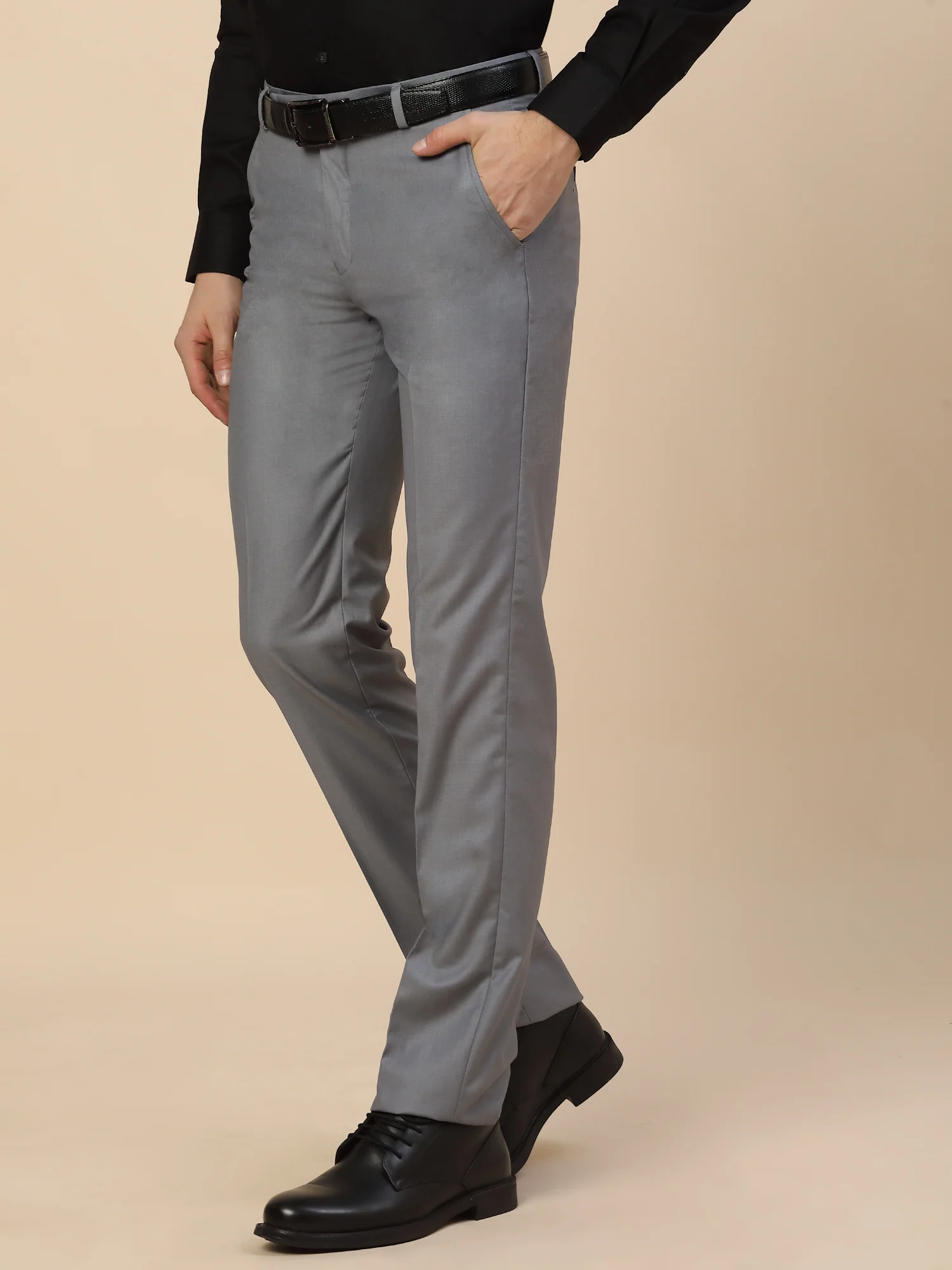 Formal Trouser for Men | Breathable & Soft with Color Fastness Regular Fit Terry Rayon Fabric Solid Pattern Hook & Bar Closure - Image 4